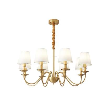 Tapered Fabric Brass Chandelier with 3/5/8 heads-Sylvia Space
