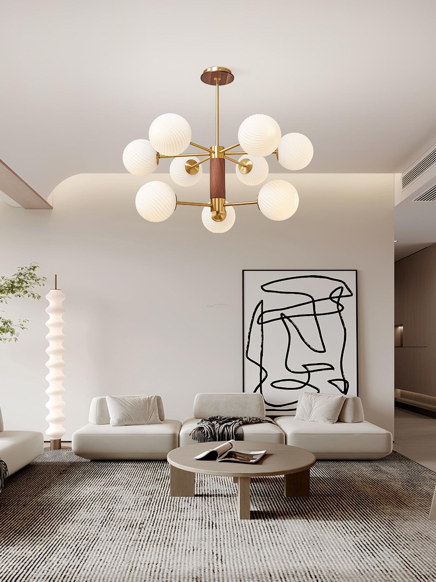 Ribbed Babble Glass Chandelier with 6/9 heads-Sylvia Space