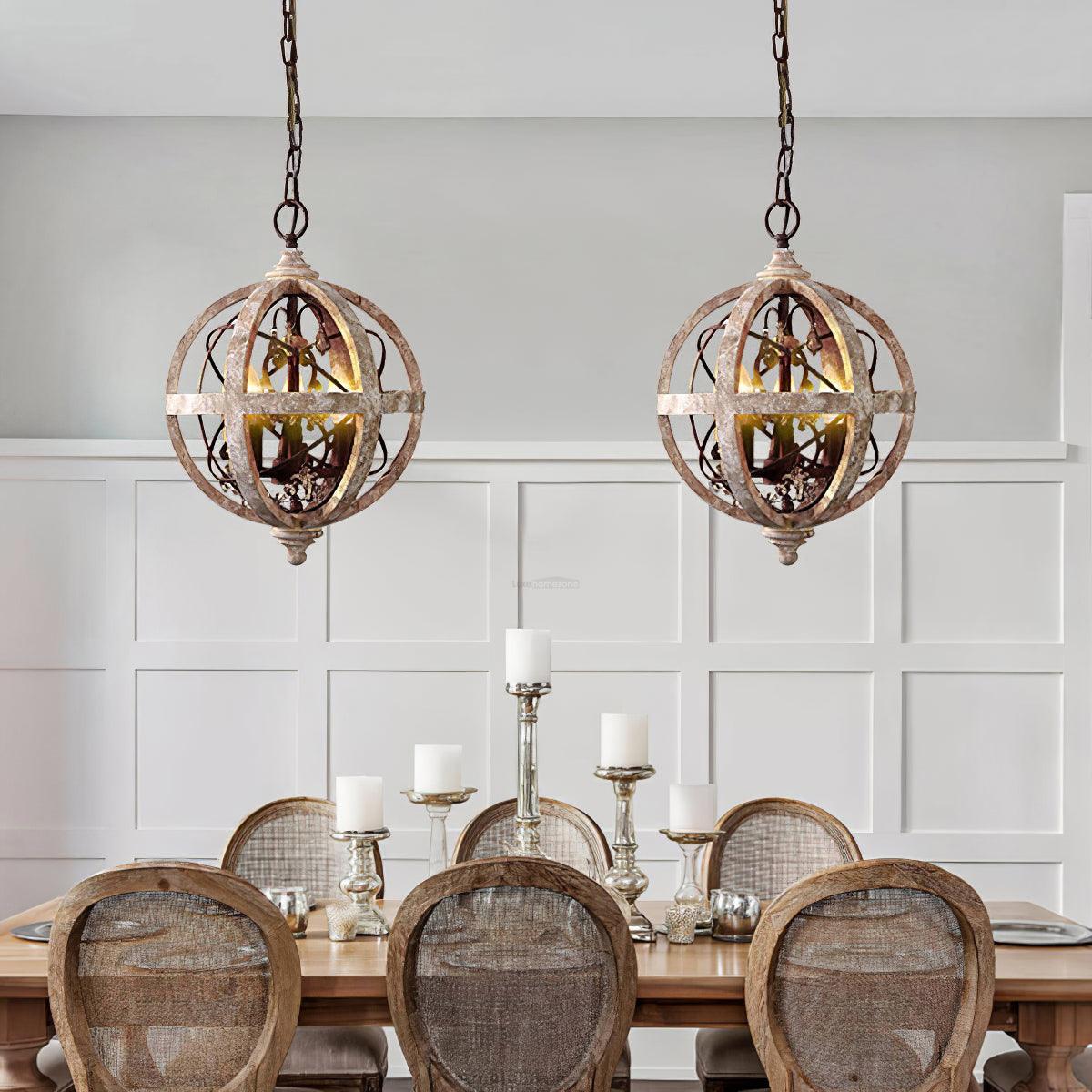Retro Globe Weathered Chandelier Φ 11.8″-Sylvia Space