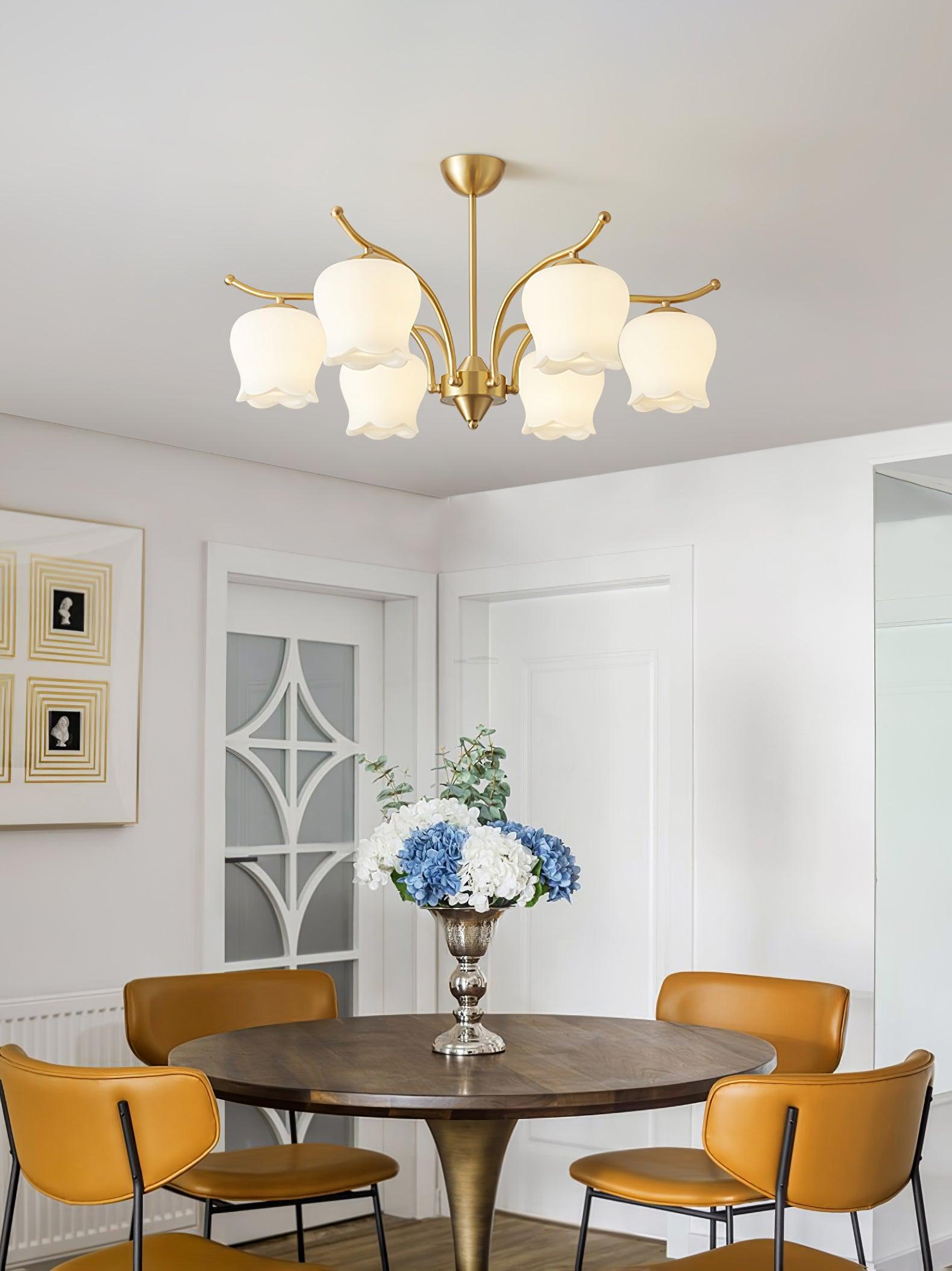 Tulip Brass Chandelier with 3/6/8 heads-Sylvia Space