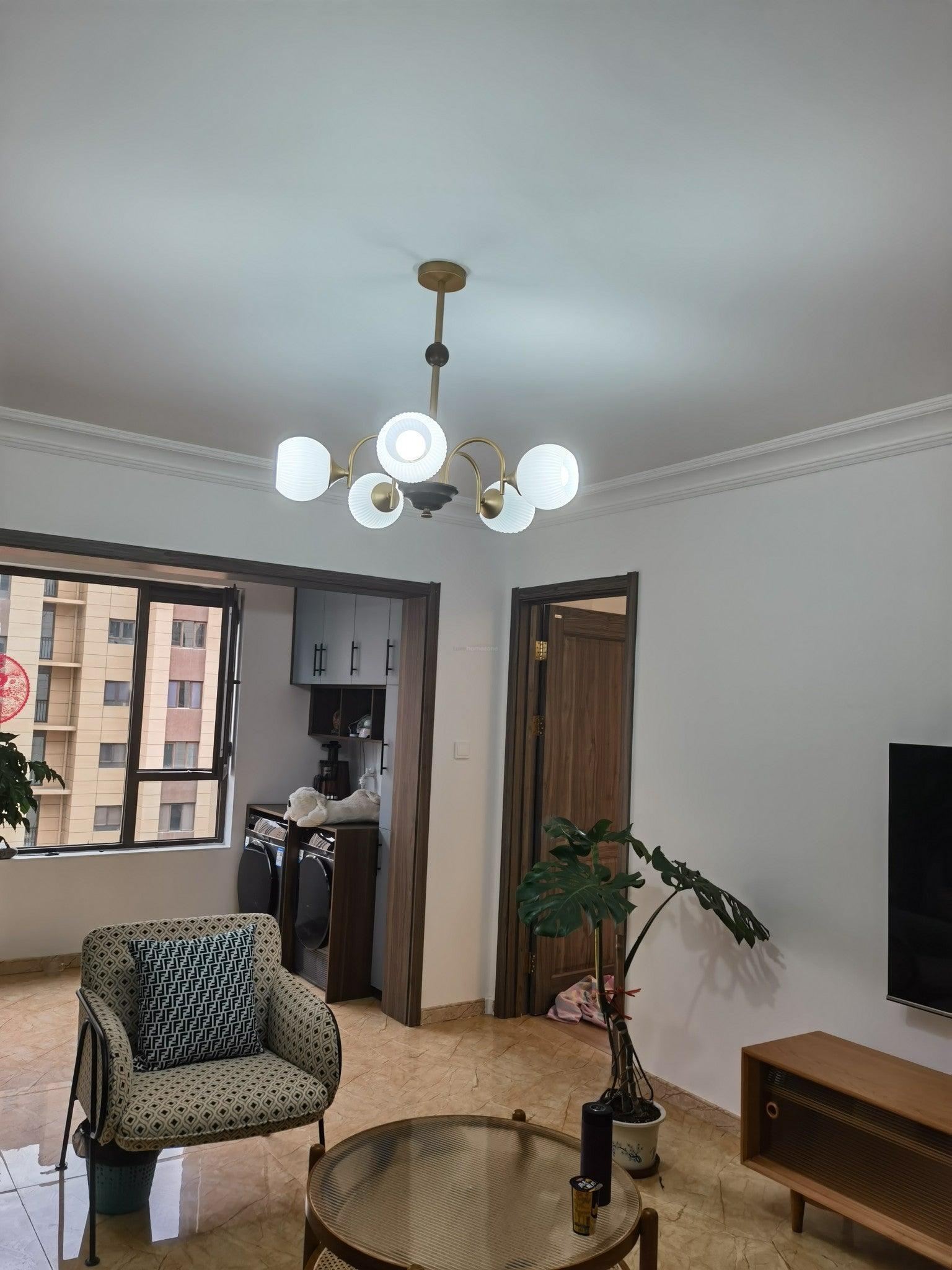 Sculptural Glass Ribbed Chandelier with 3/4/5/6/8 heads-Sylvia Space