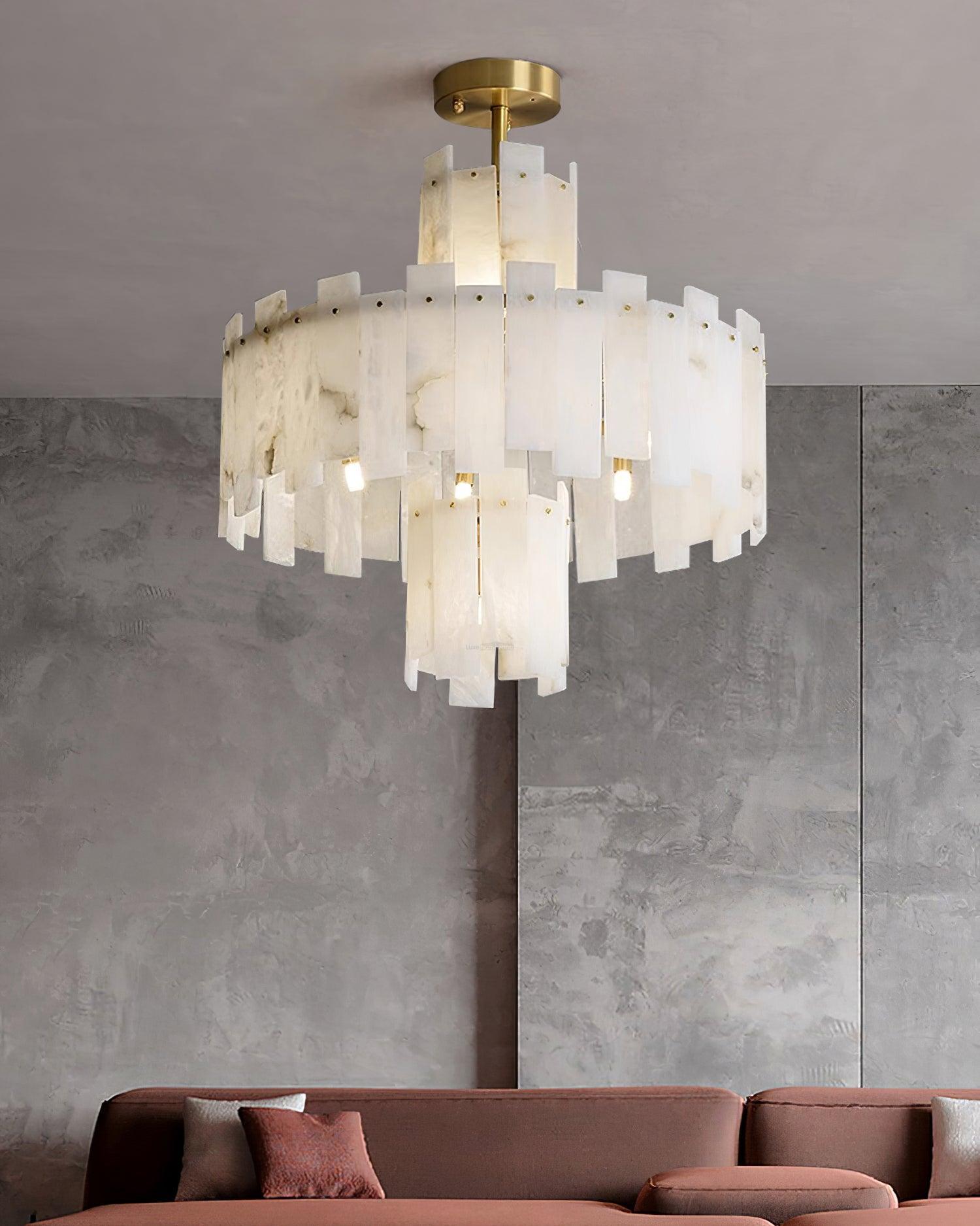Regina Alabaster Round Chandelier-Sylvia Space