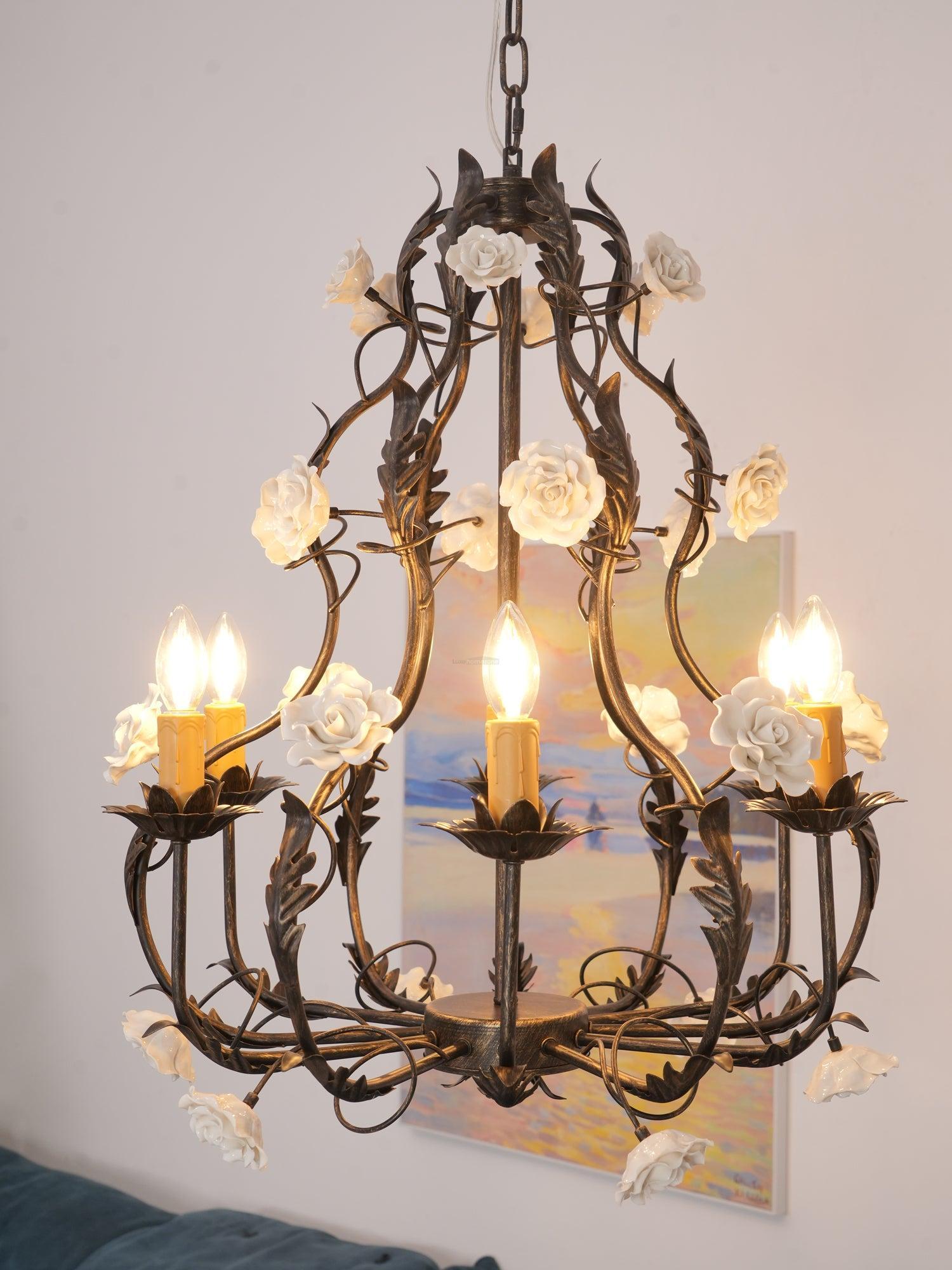 Florentine Rose Garden Chandelier with 5/6 heads-Sylvia Space