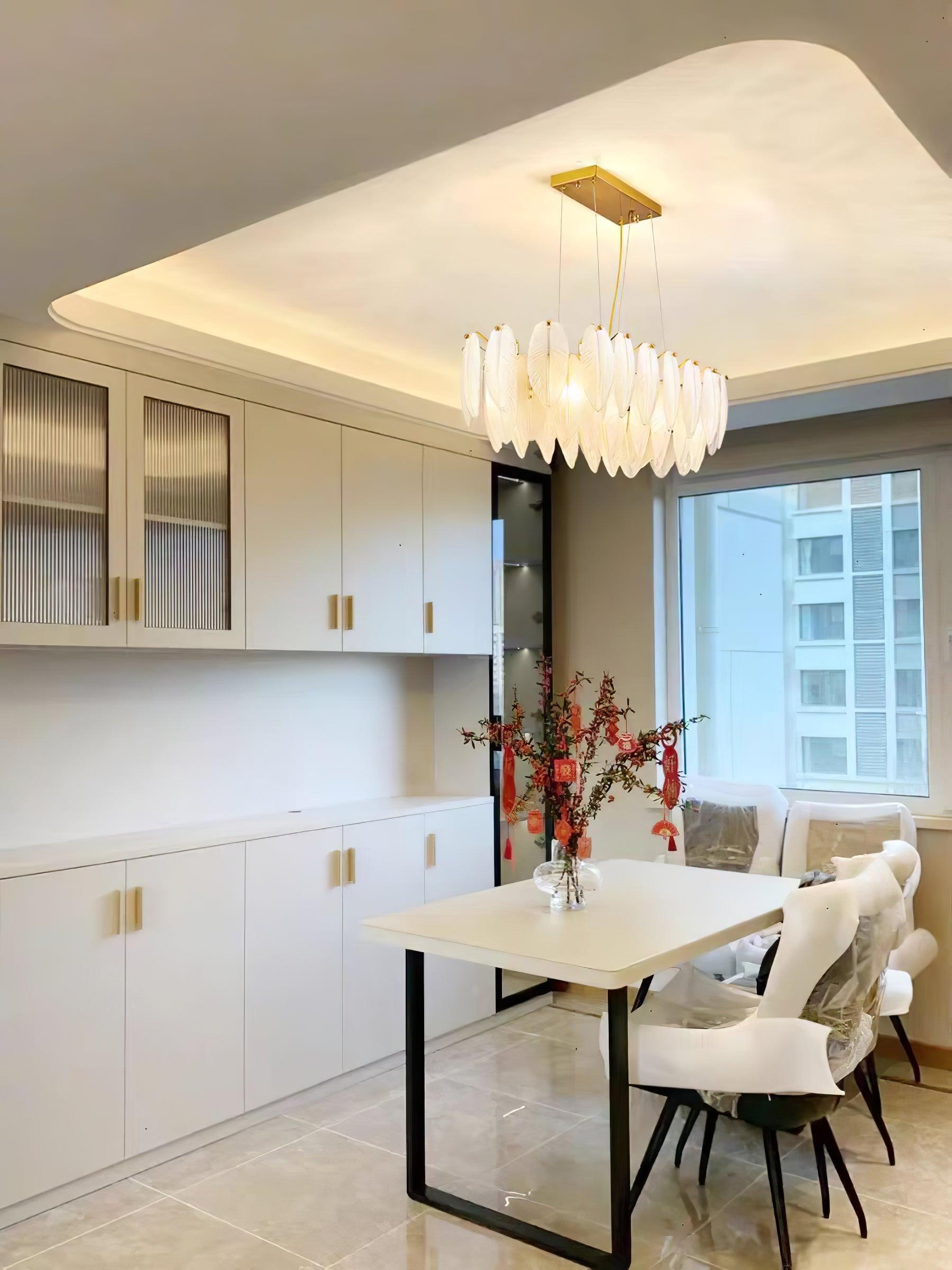 Glass Feather Style Chandelier-Sylvia Space