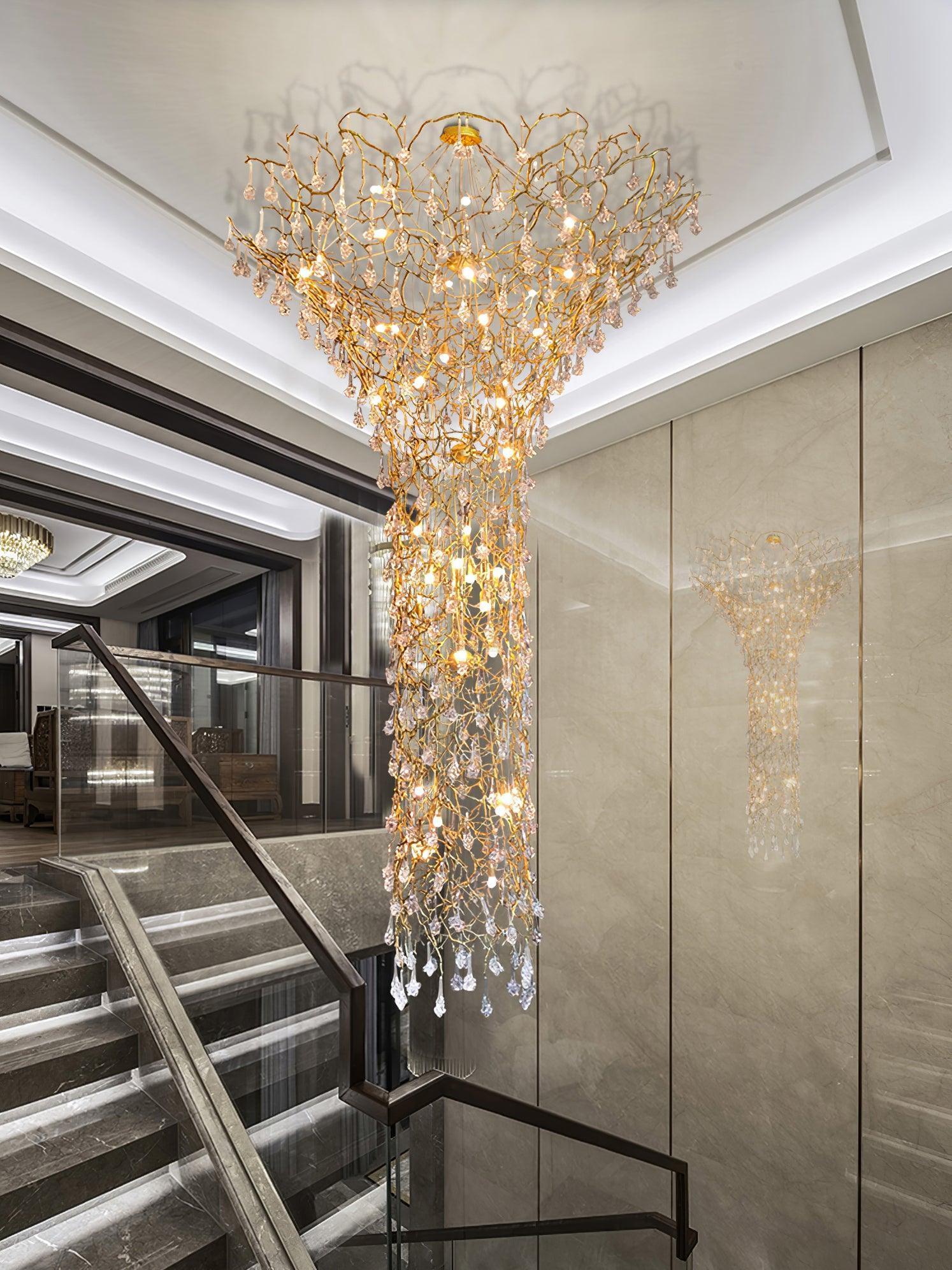 Tree Branch Staircase Chandelier ∅ 59″-Sylvia Space