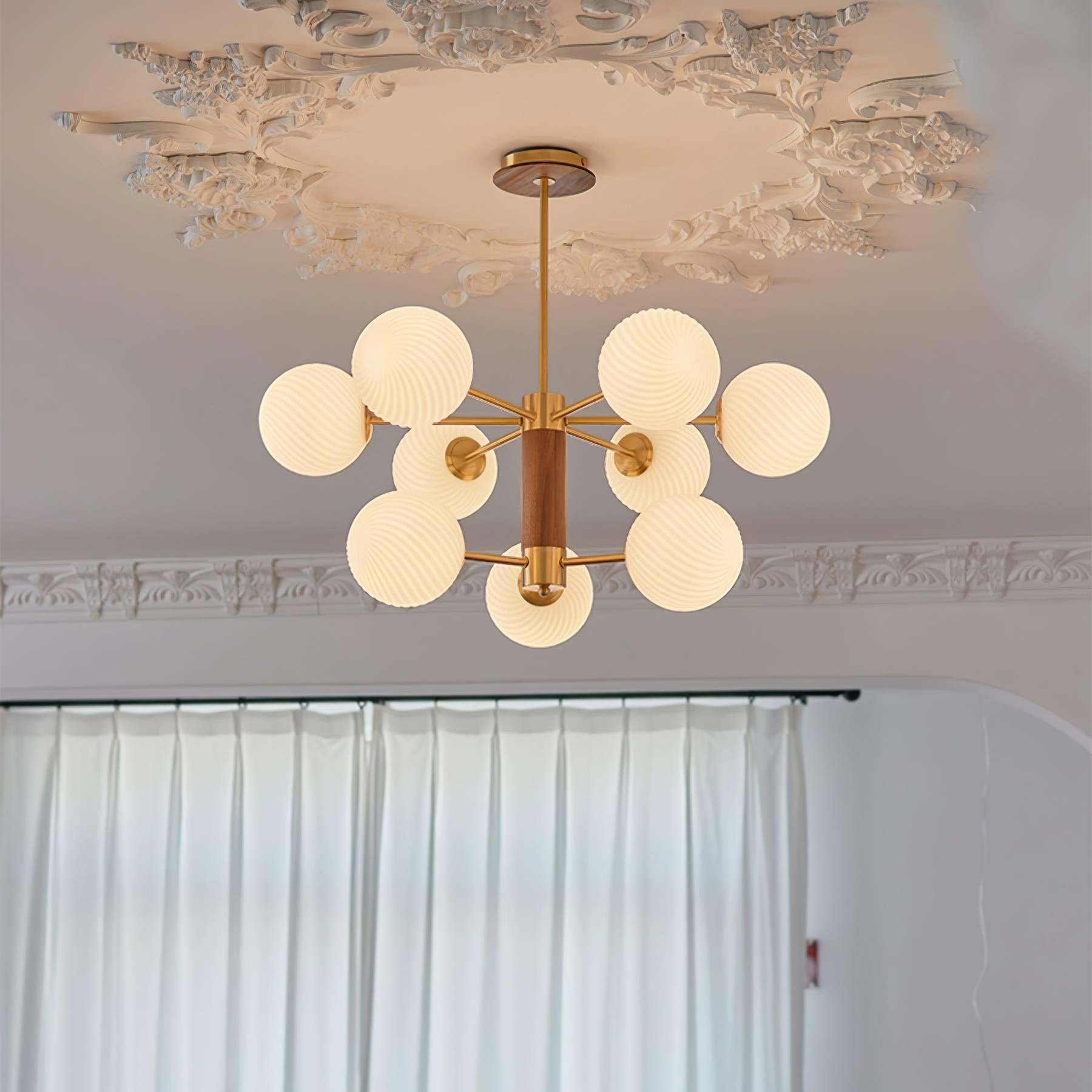 Ribbed Babble Glass Chandelier with 6/9 heads-Sylvia Space