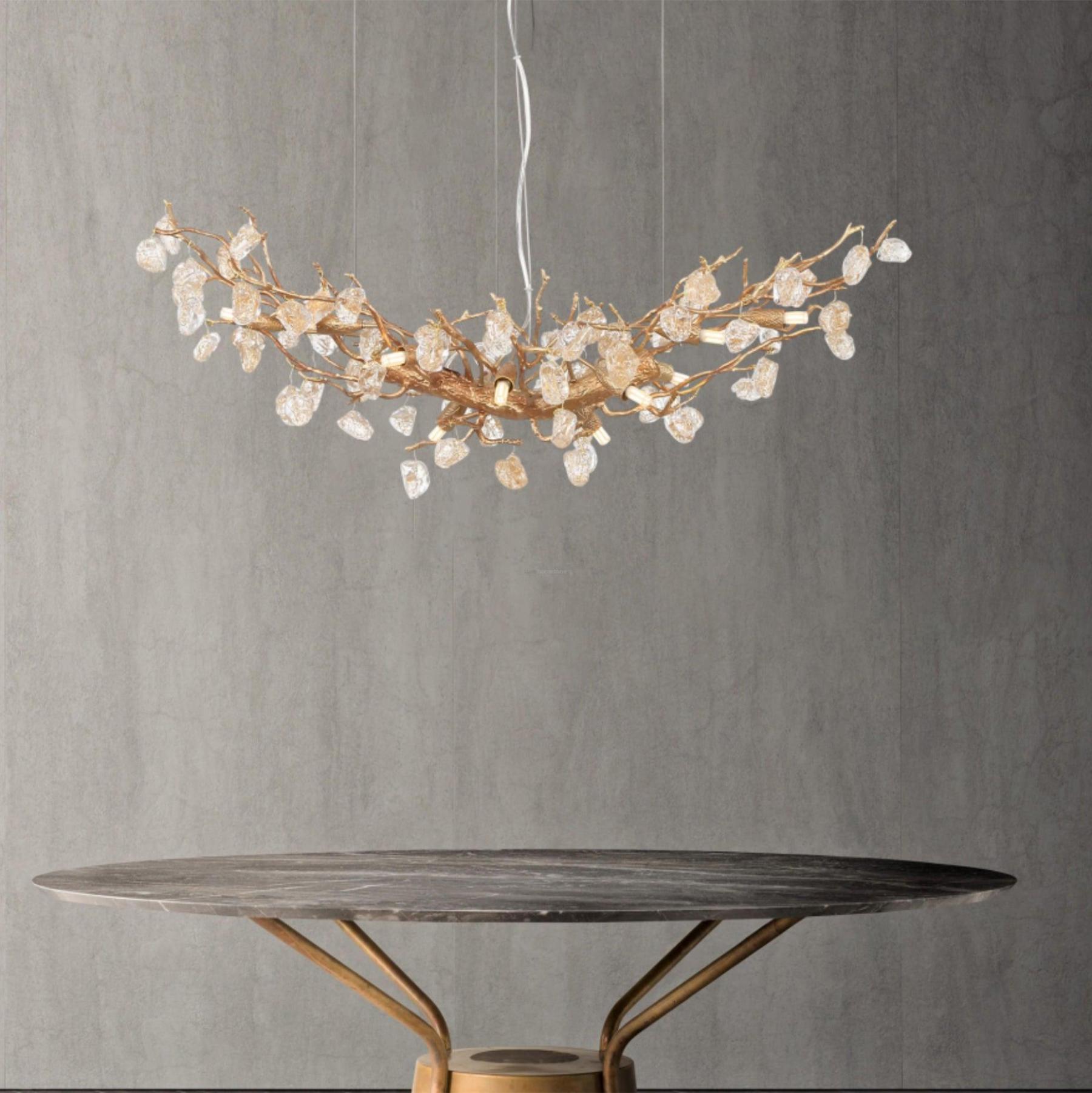 Stone Crystal Brass Chandelier  ∅ 5.1″-Sylvia Space