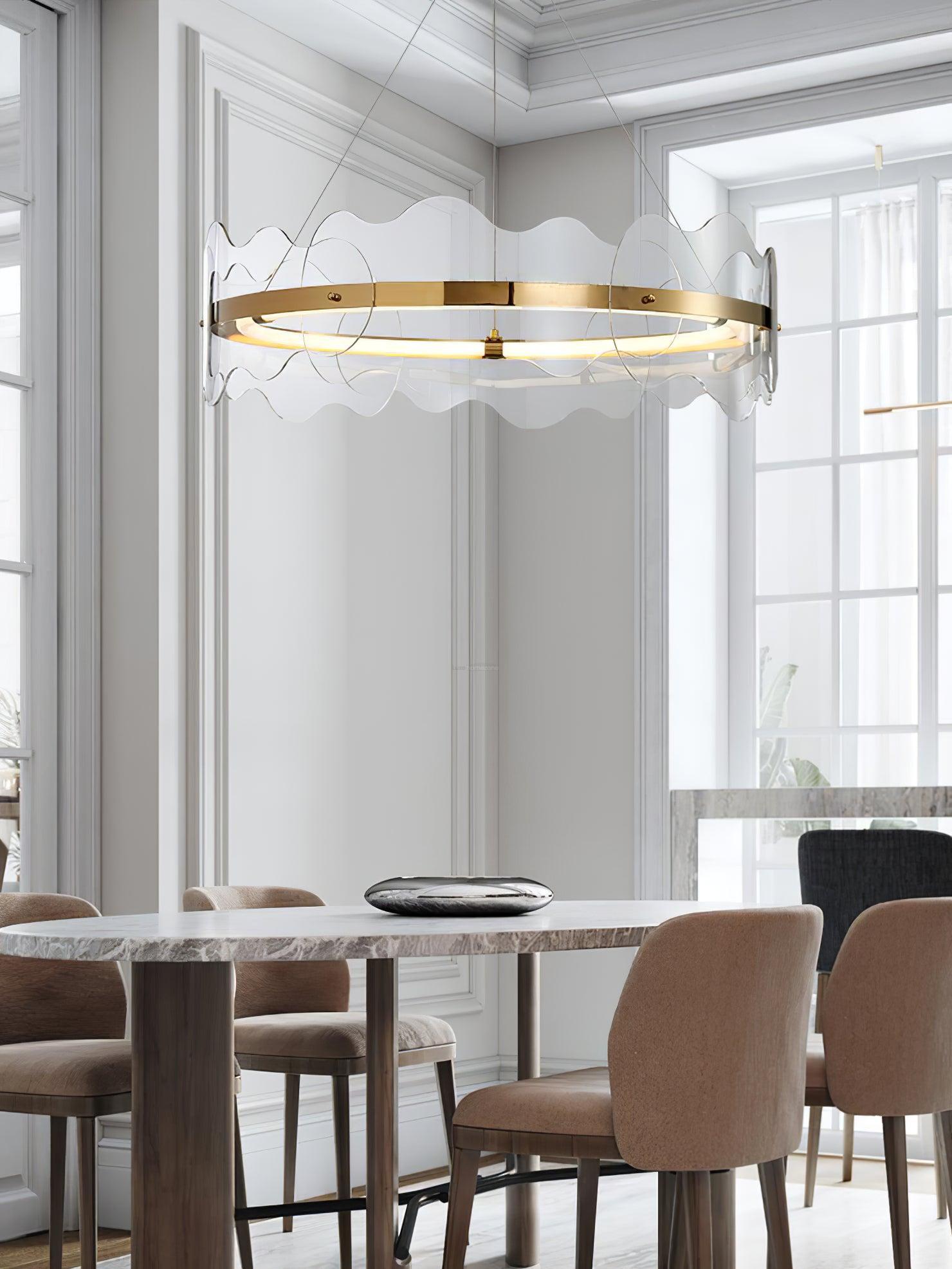 Acrylic Wave Round Chandelier-Sylvia Space