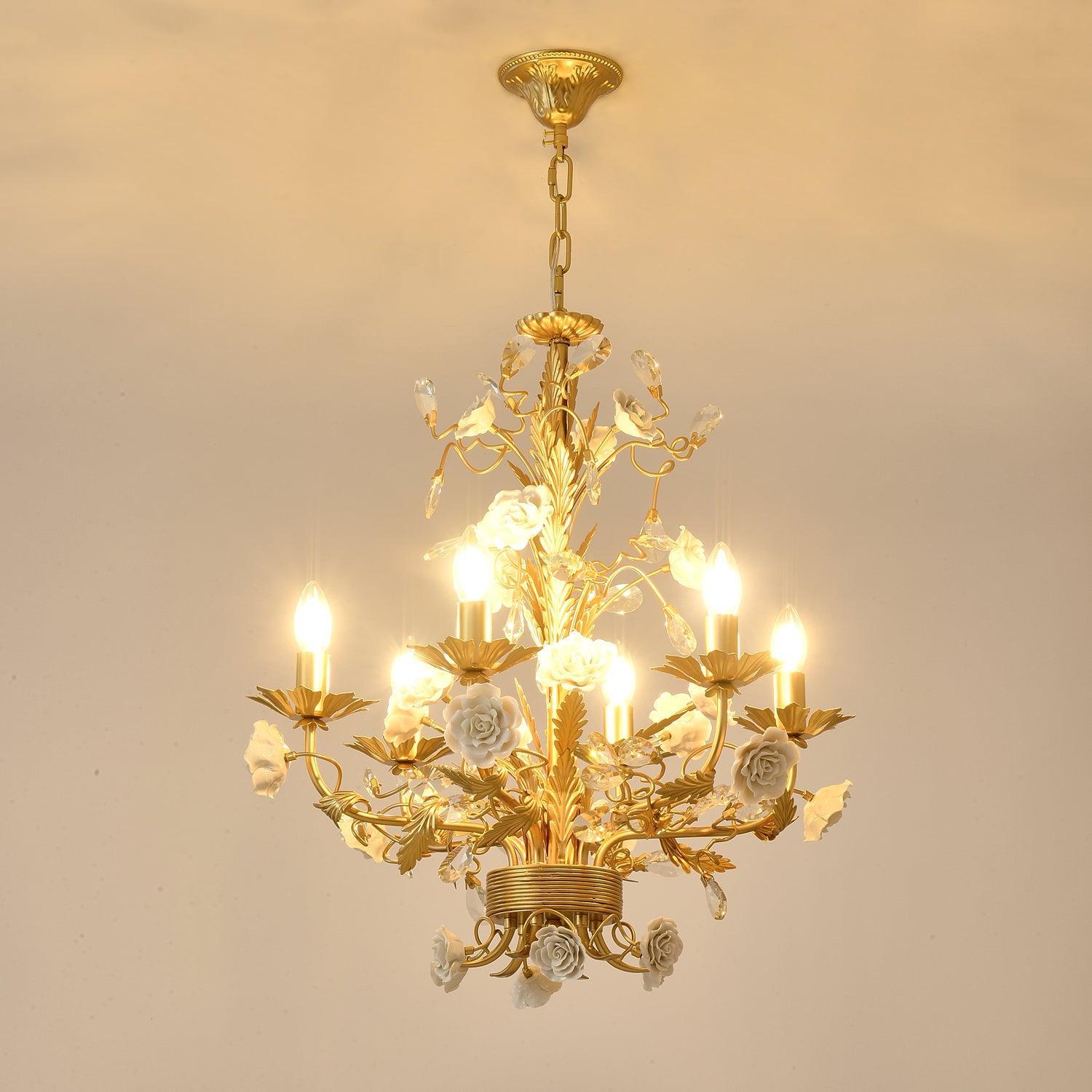 White Rose Crystal Chandelier with 6/8 heads-Sylvia Space
