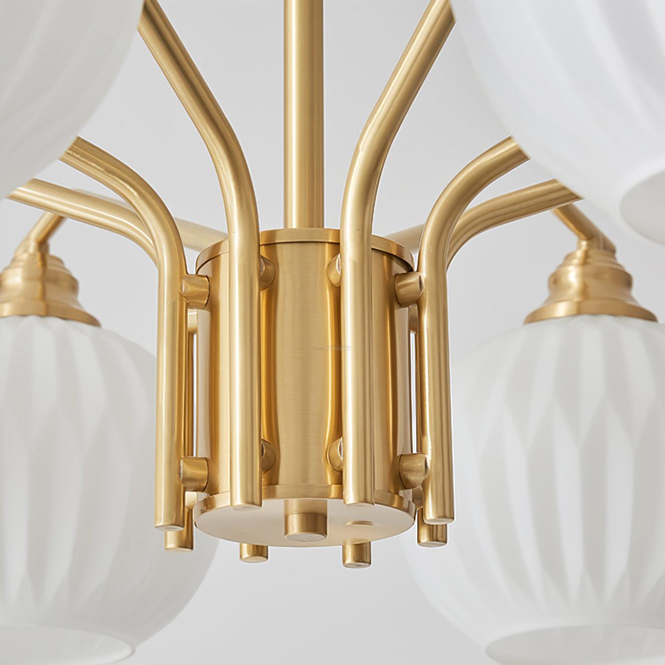 Ribbed Glass Gold Chandelier with 3/5/8 heads-Sylvia Space