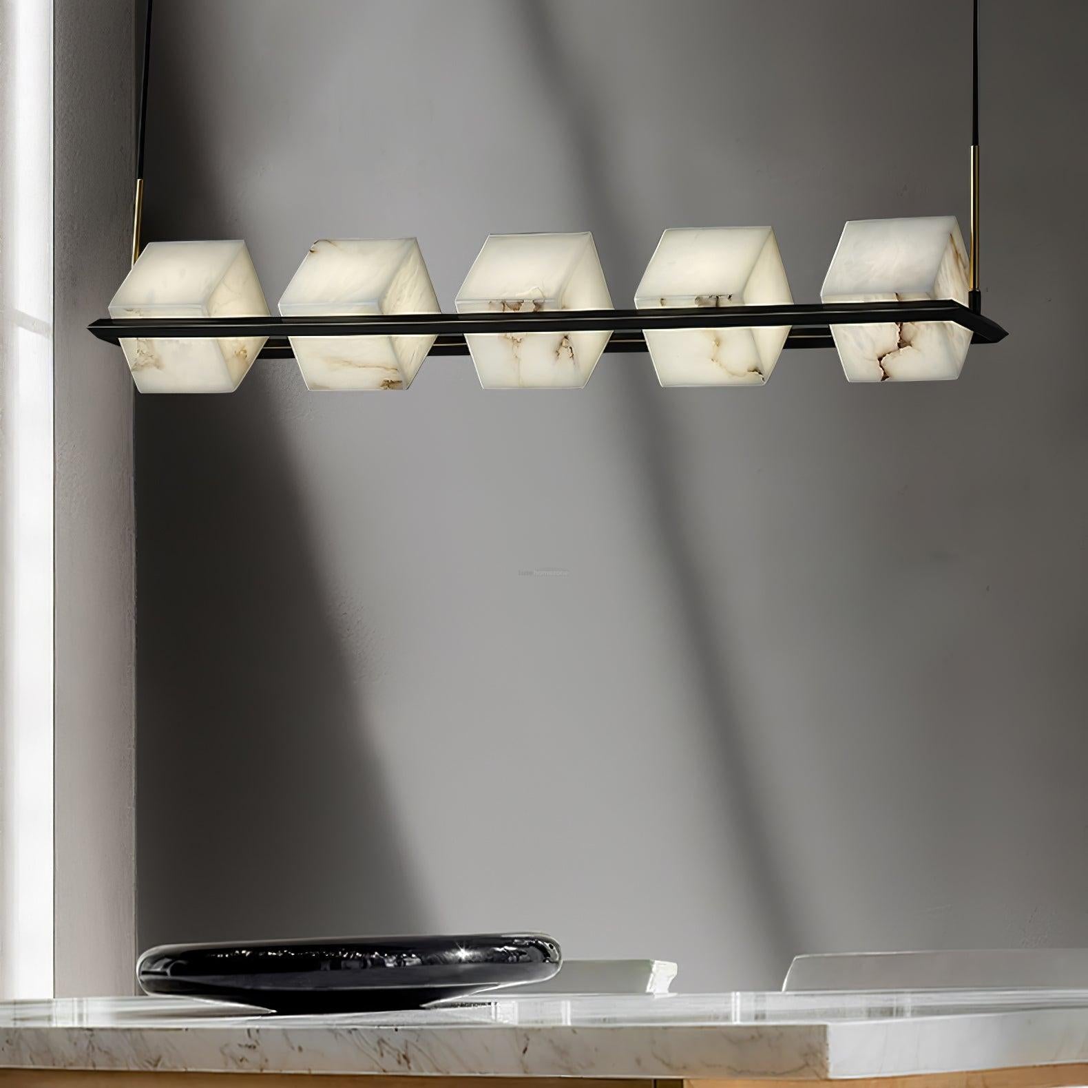 Alabaster Square Box Chandelier with 4/5/6/8/9 heads-Sylvia Space