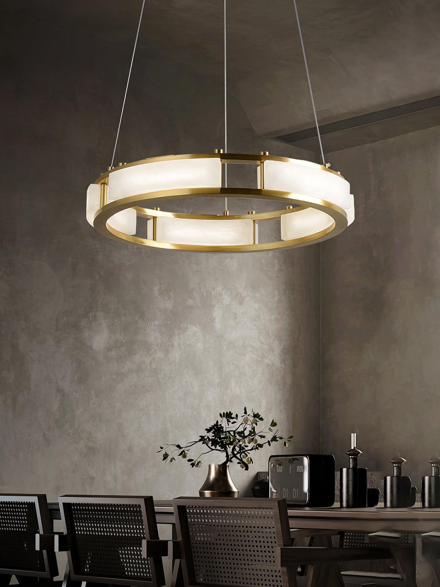 Qatar Alabaster Round Chandelier-Sylvia Space
