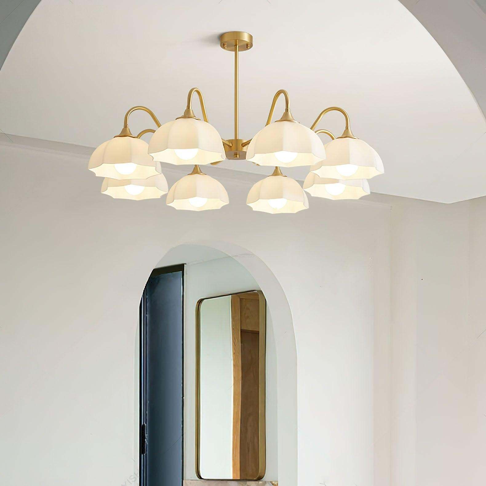 Octagonal Glass Bowl Chandelier with 3/5/8 heads-Sylvia Space