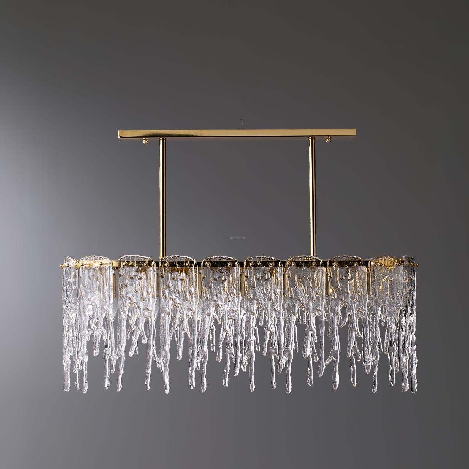 Rectangular Icicle Glass Chandelier L 34.2″-Sylvia Space