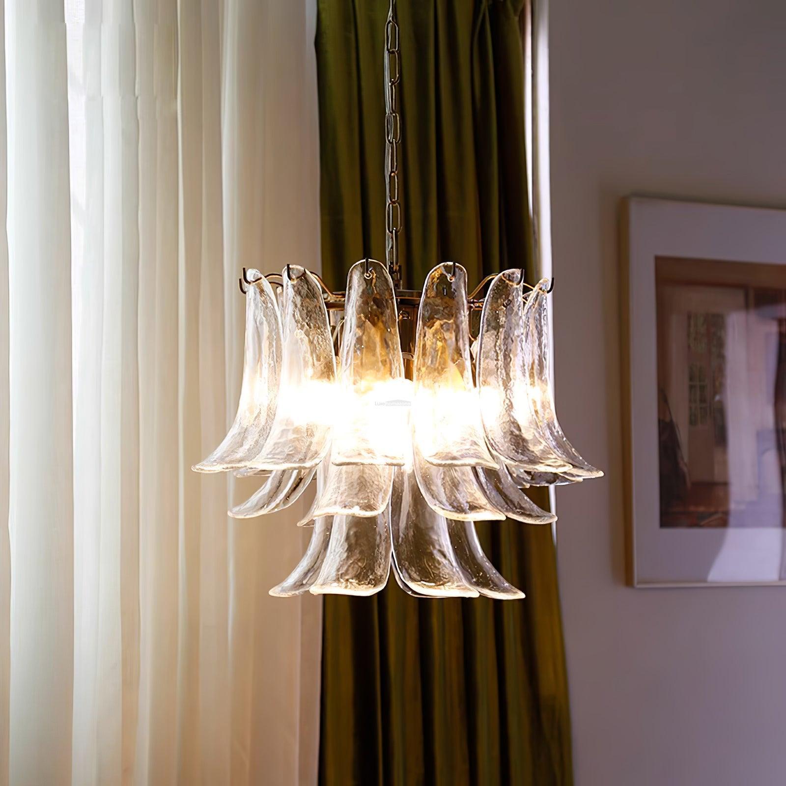 Glass Leaf Cascade Chandelier with 3/4 layer-Sylvia Space