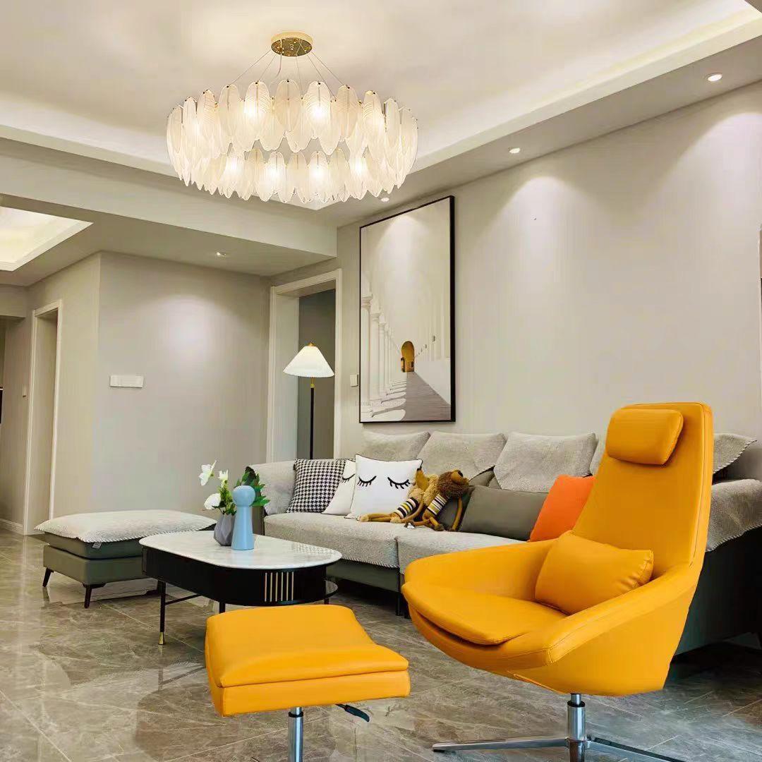 Glass Feather Style Chandelier-Sylvia Space