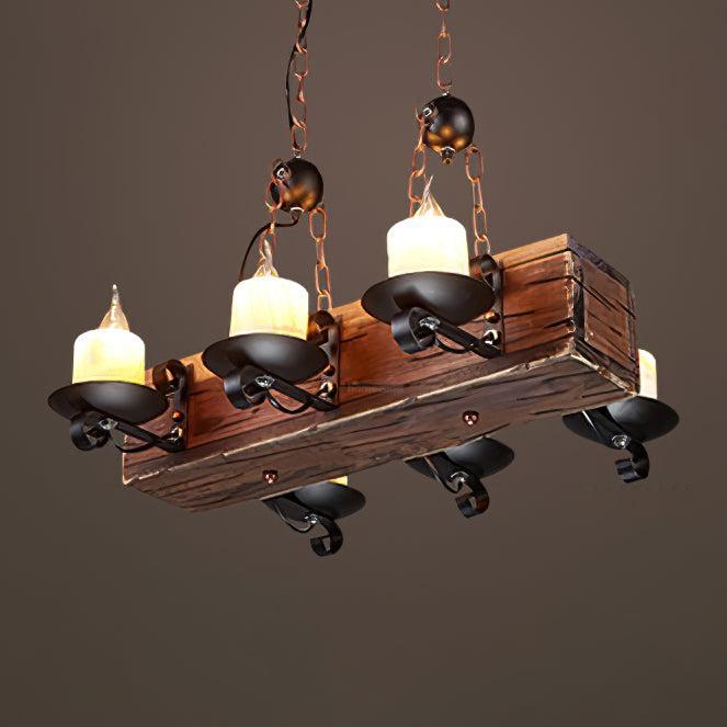 Nautical Industrial Style Wooden Chandelier with 1/3/6/8 heads-Sylvia Space