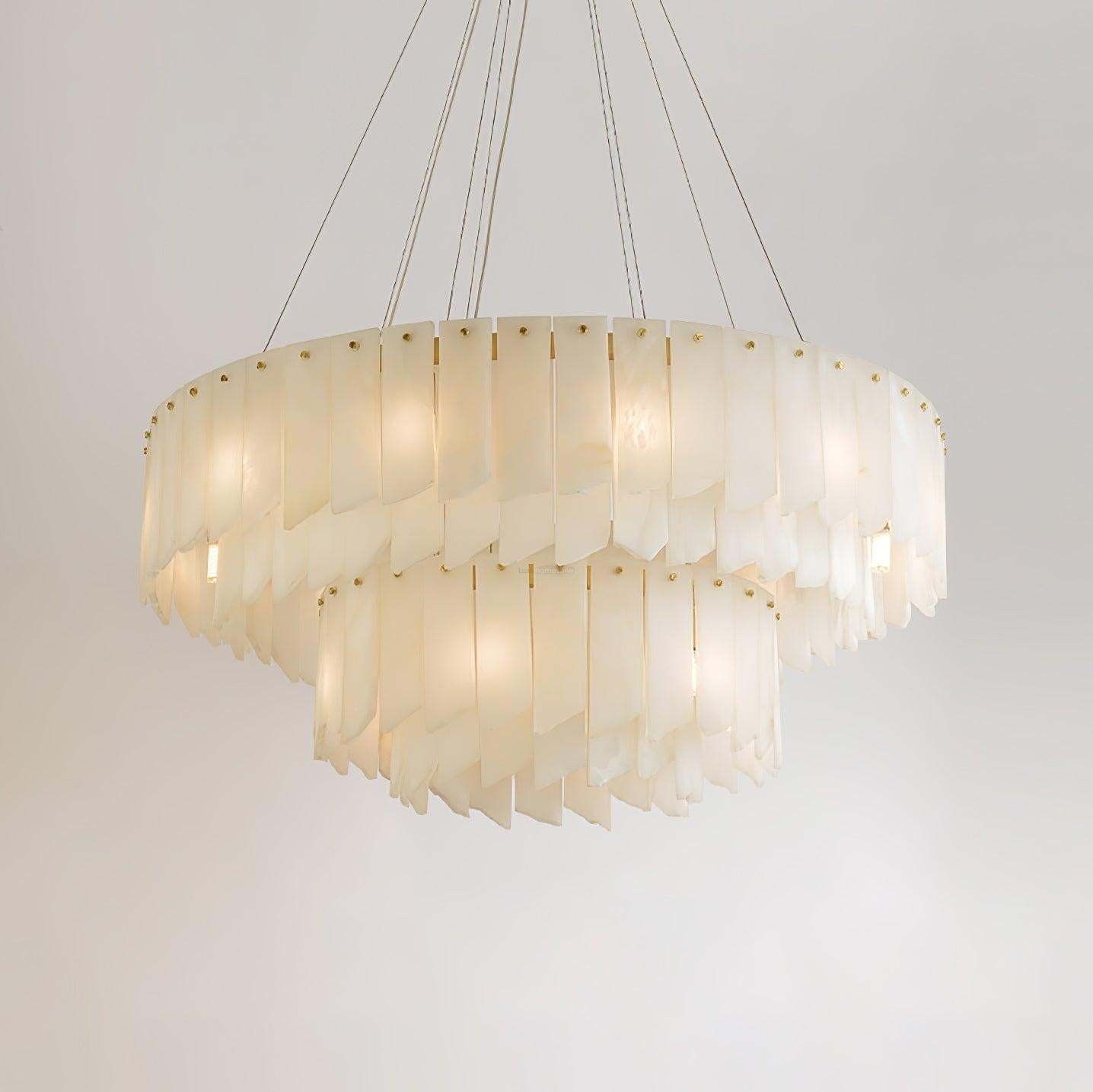 Alabaster Cascade Tiered Chandelier ∅ 27.6″-Sylvia Space