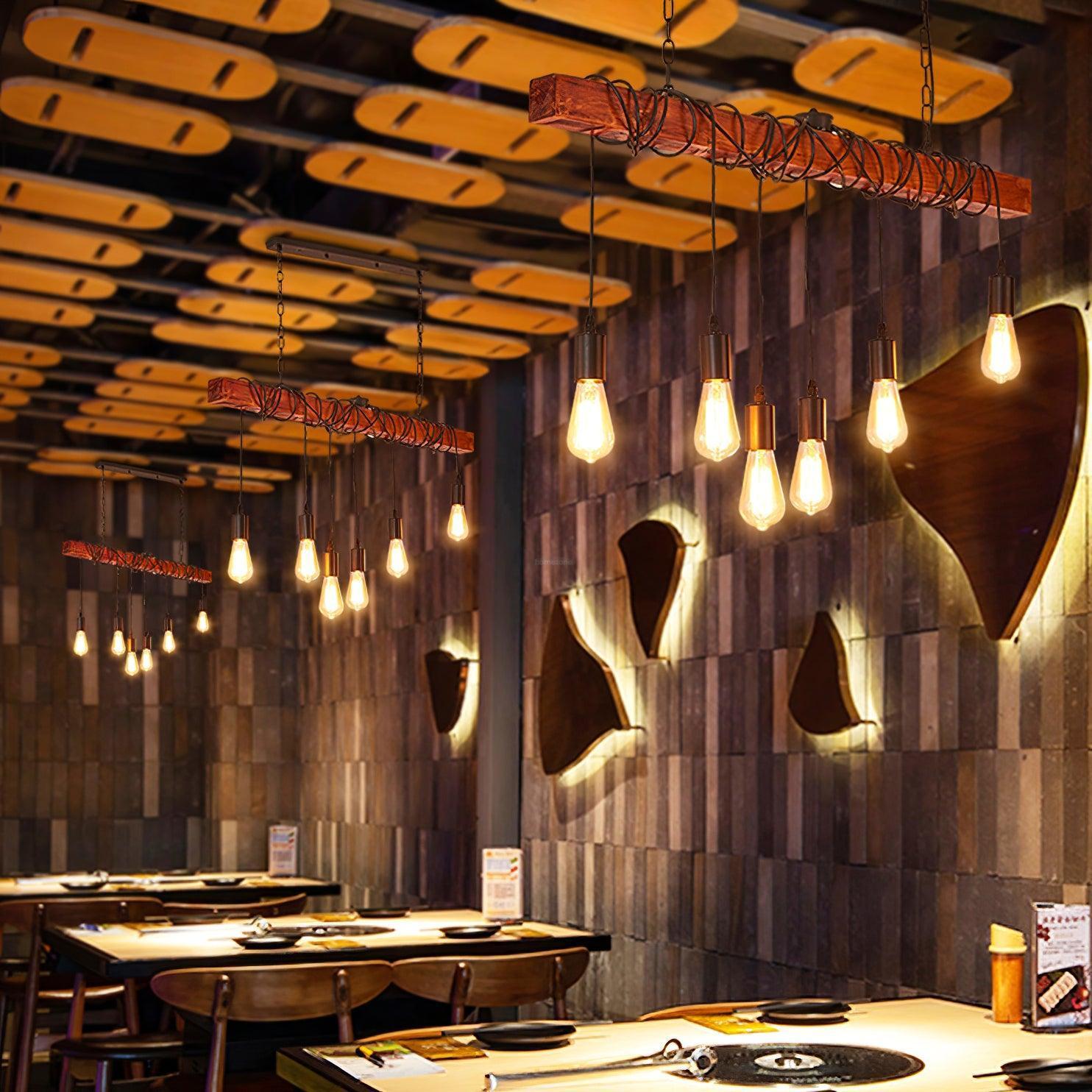 Wooden Hanging Multi Chandelier-Sylvia Space