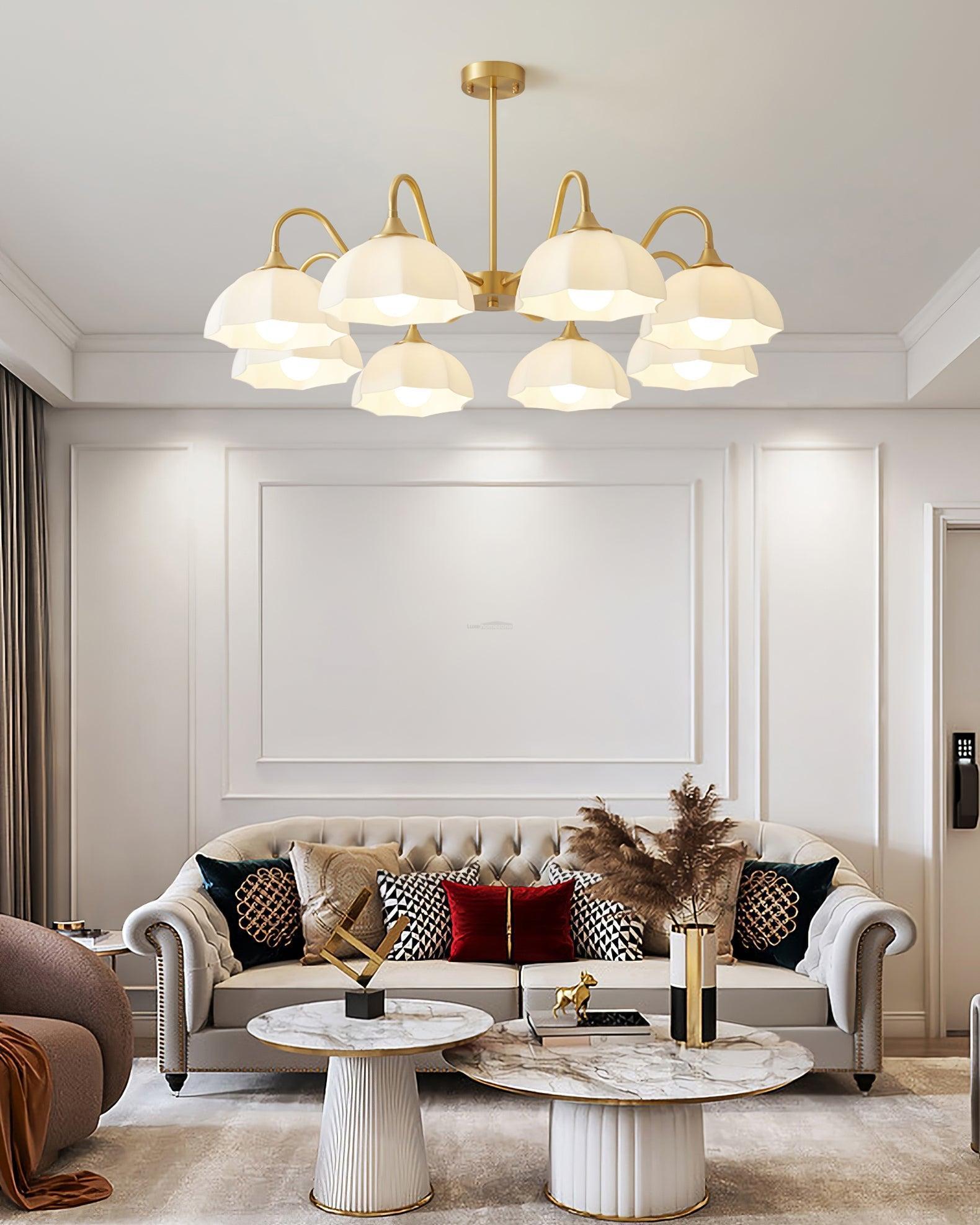 Octagonal Glass Bowl Chandelier with 3/5/8 heads-Sylvia Space