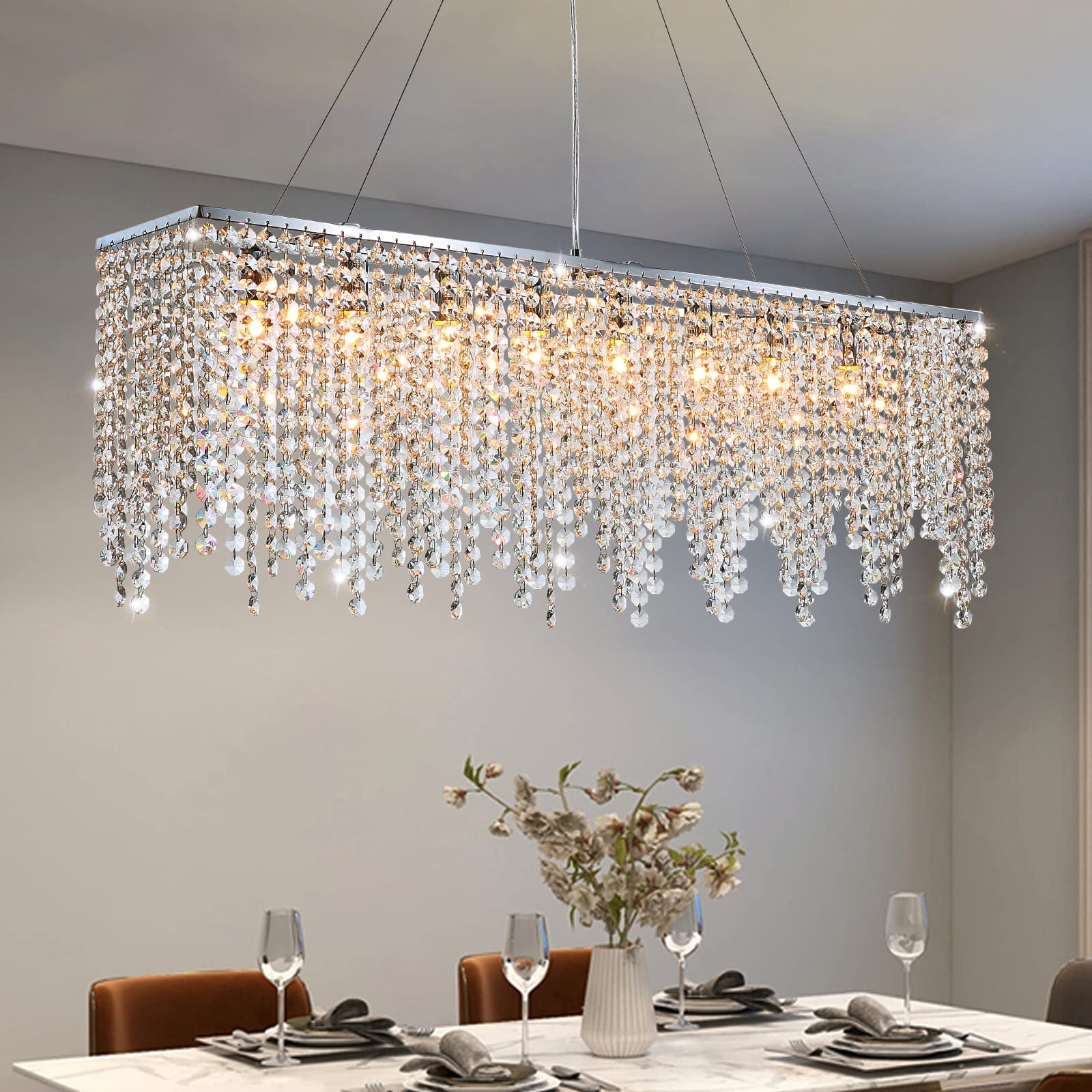 Alleri 40" Crystal Kitchen Island Chandelier-Sylvia Space
