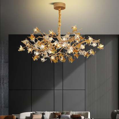 Aosta Brass Branch Type Chandelier-Sylvia Space