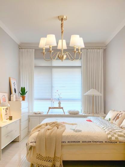 Tapered Fabric Brass Chandelier with 3/5/8 heads-Sylvia Space