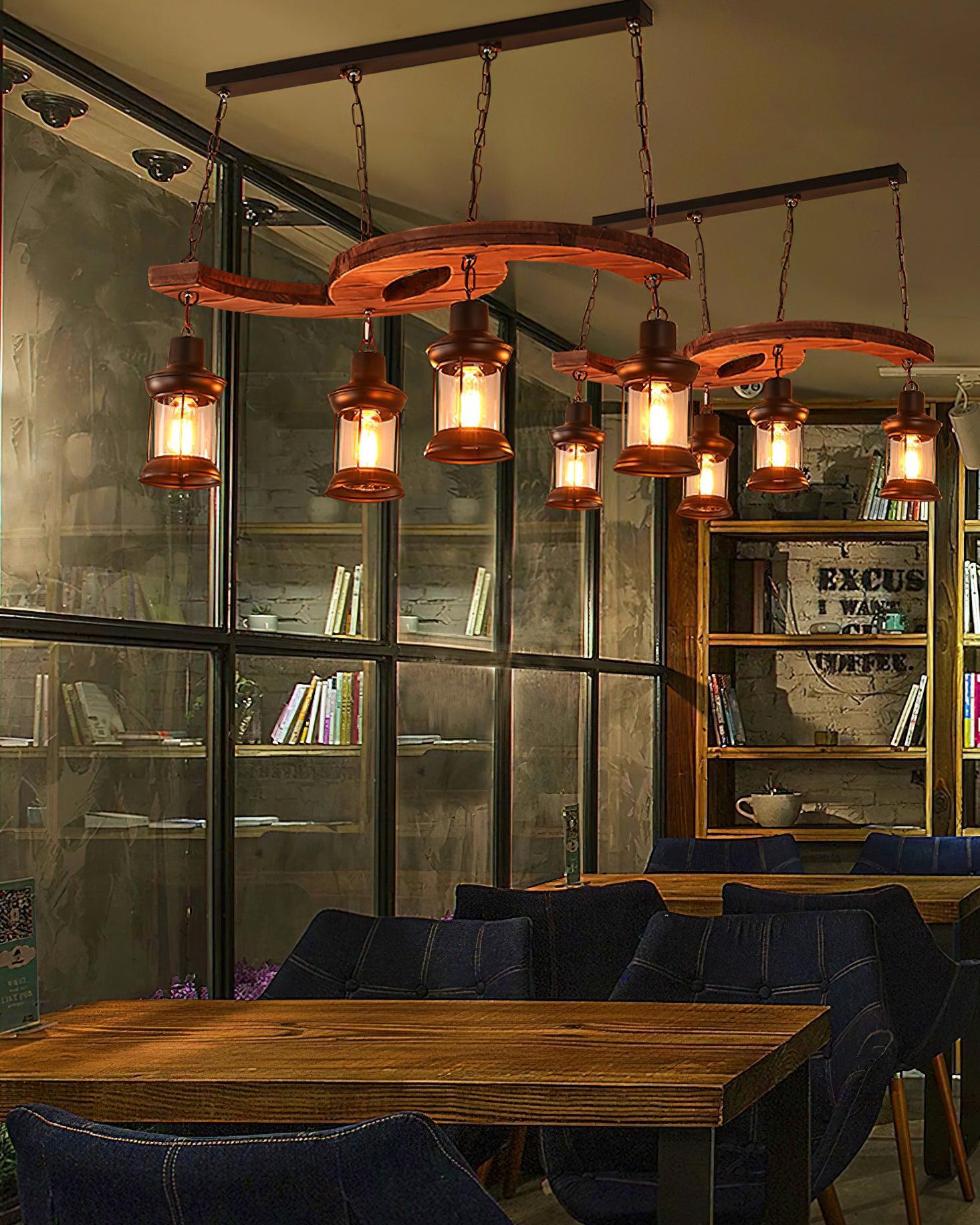 Retro Boat Wood Chandelier L 30.3″-Sylvia Space