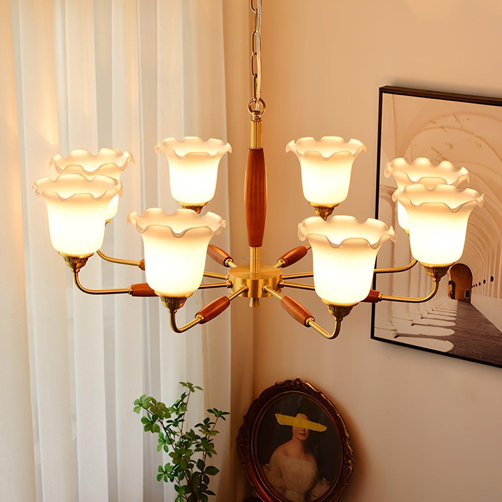 Trumpet Flower Glass Chandelier  ∅ 19.7″-Sylvia Space