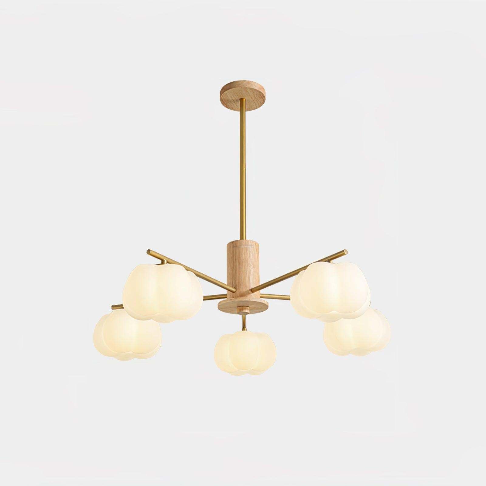 Wooden Cotton Balls Chandelier with 5/8 lamps-Sylvia Space