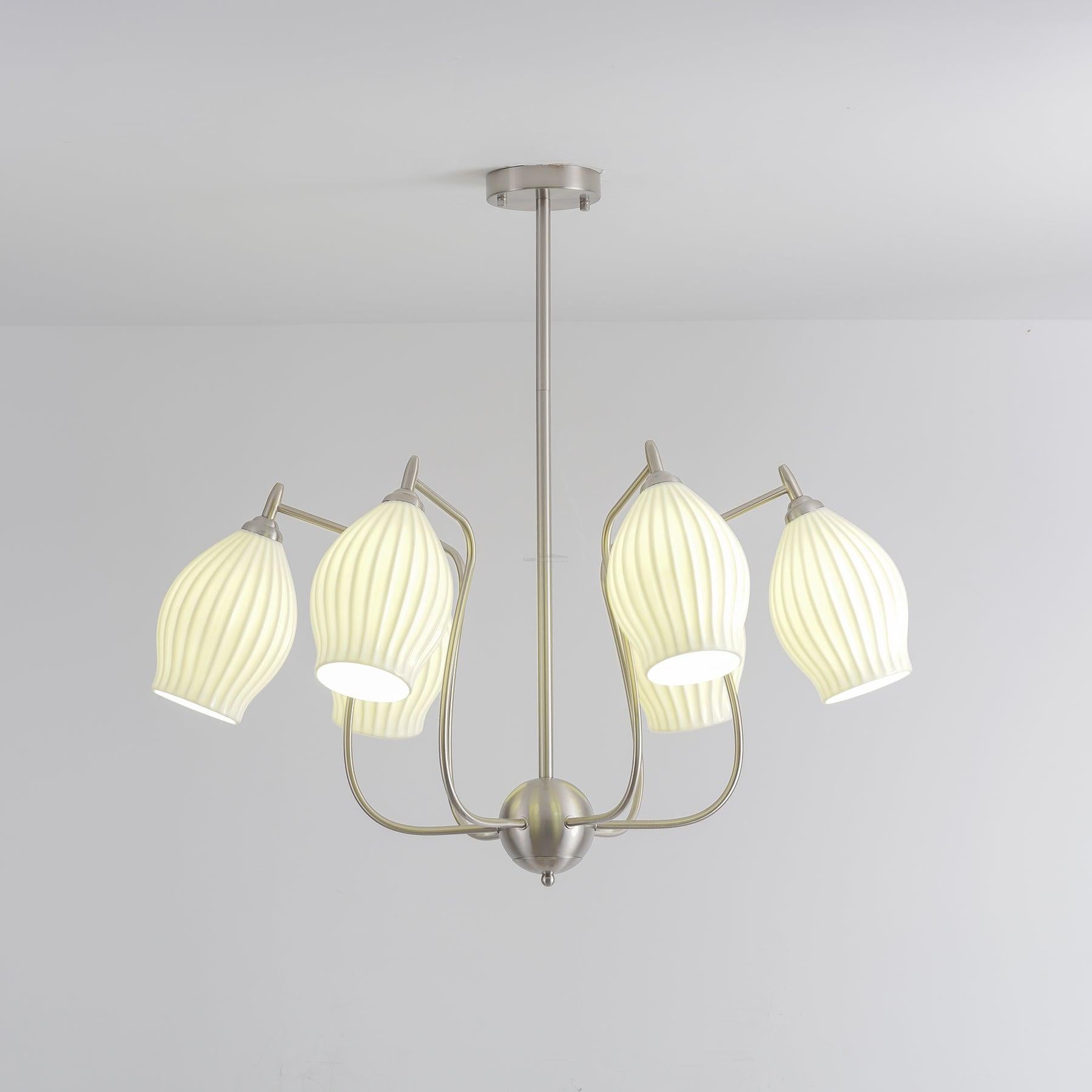 Ceramic Ribbed Chandelier with 4/6/8 heads-Sylvia Space