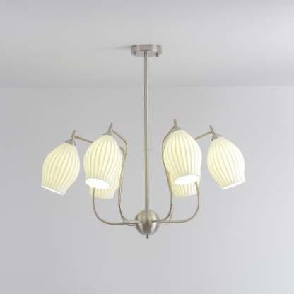 Ceramic Ribbed Chandelier with 4/6/8 heads-Sylvia Space