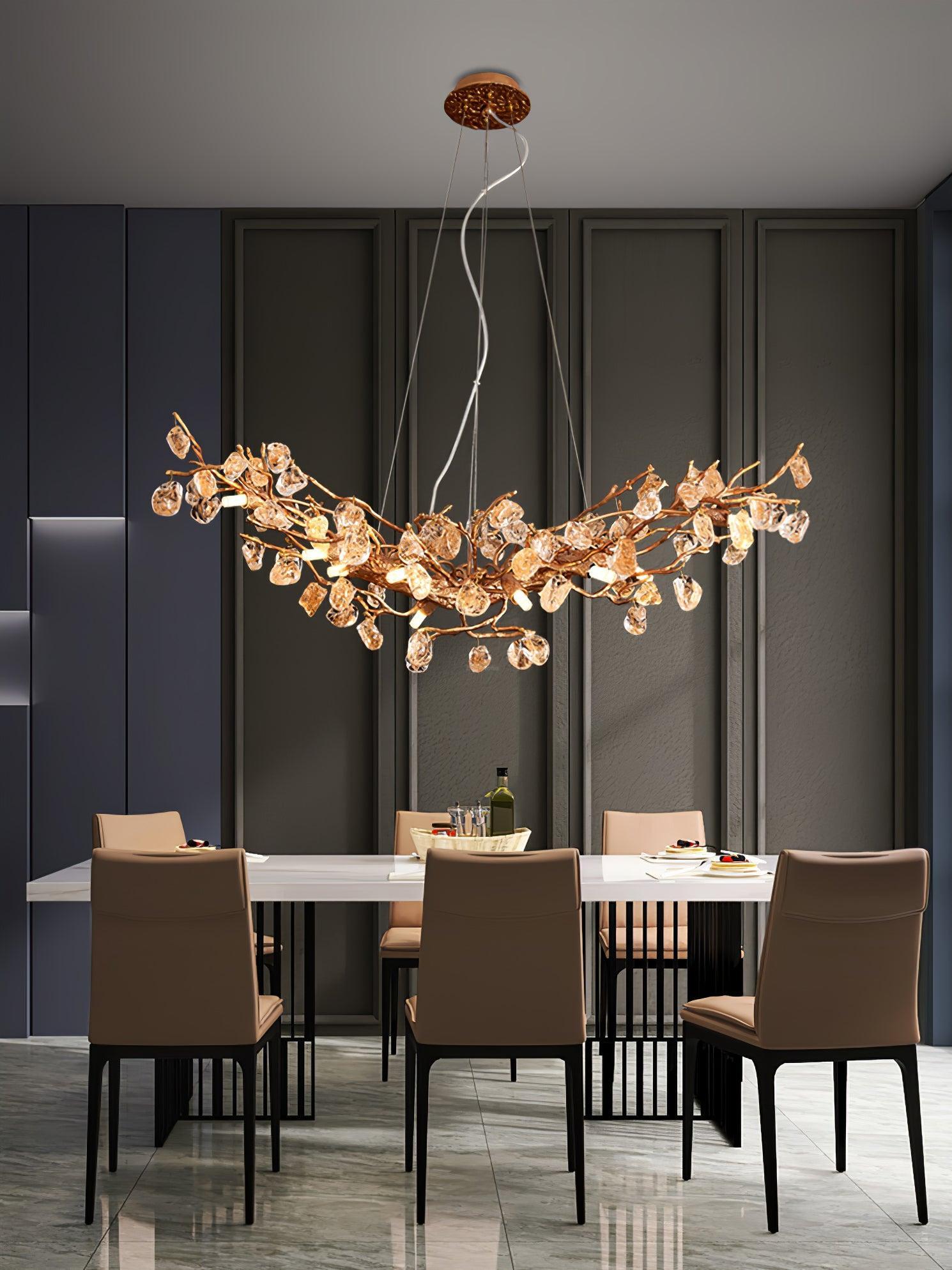 Stone Crystal Brass Chandelier  ∅ 5.1″-Sylvia Space