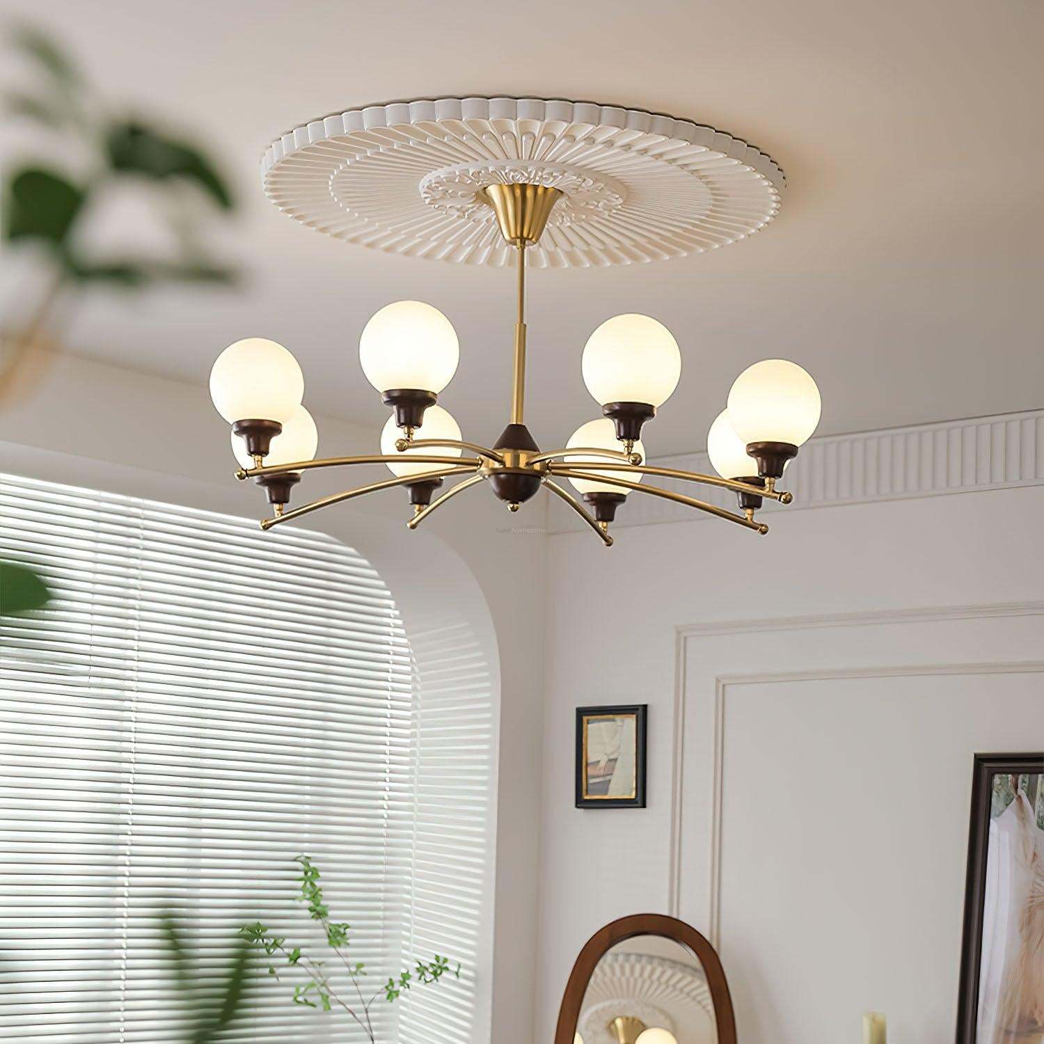 Walnut Glass Ball Chandelier ∅ 21.6″-Sylvia Space