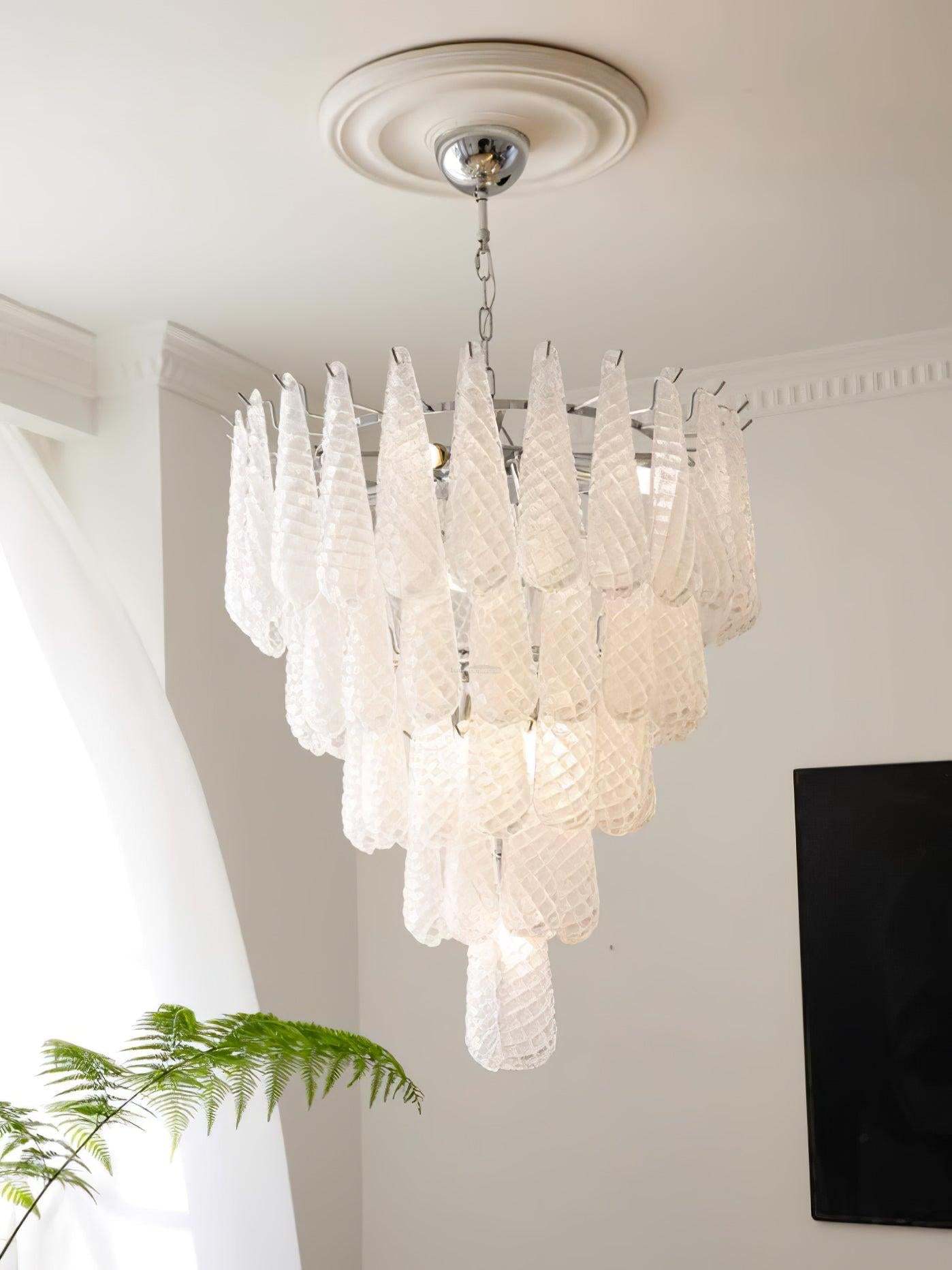 Grid Glass Style Waterfall Chandelier-Sylvia Space