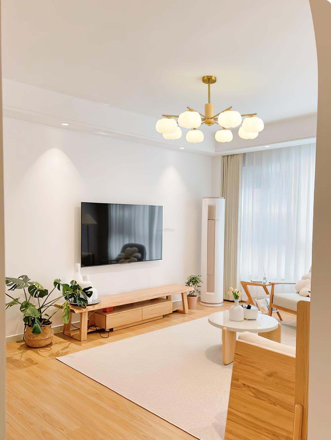 Wooden Cotton Balls Chandelier with 5/8 lamps-Sylvia Space