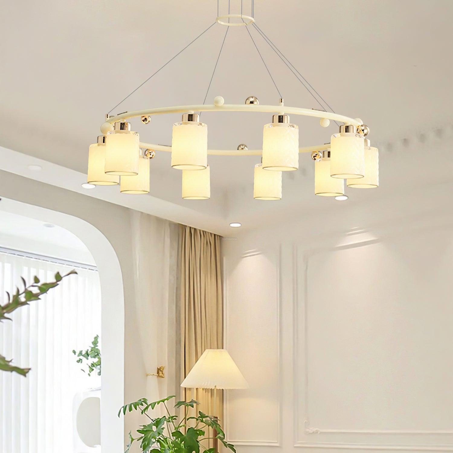 Round Glass Cup Chandelier-Sylvia Space