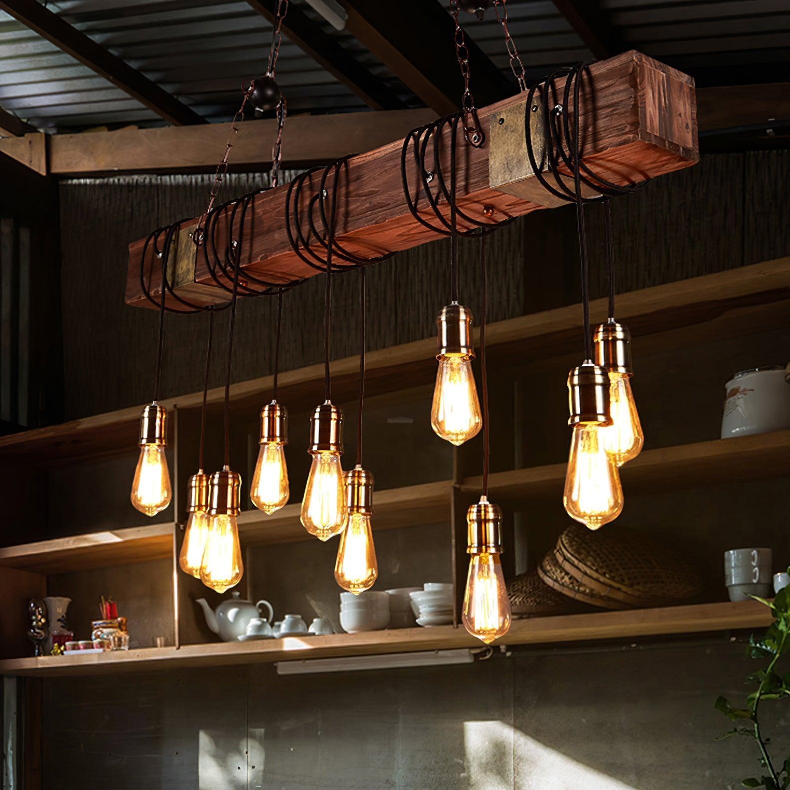 Wooden Hanging Multi Chandelier-Sylvia Space