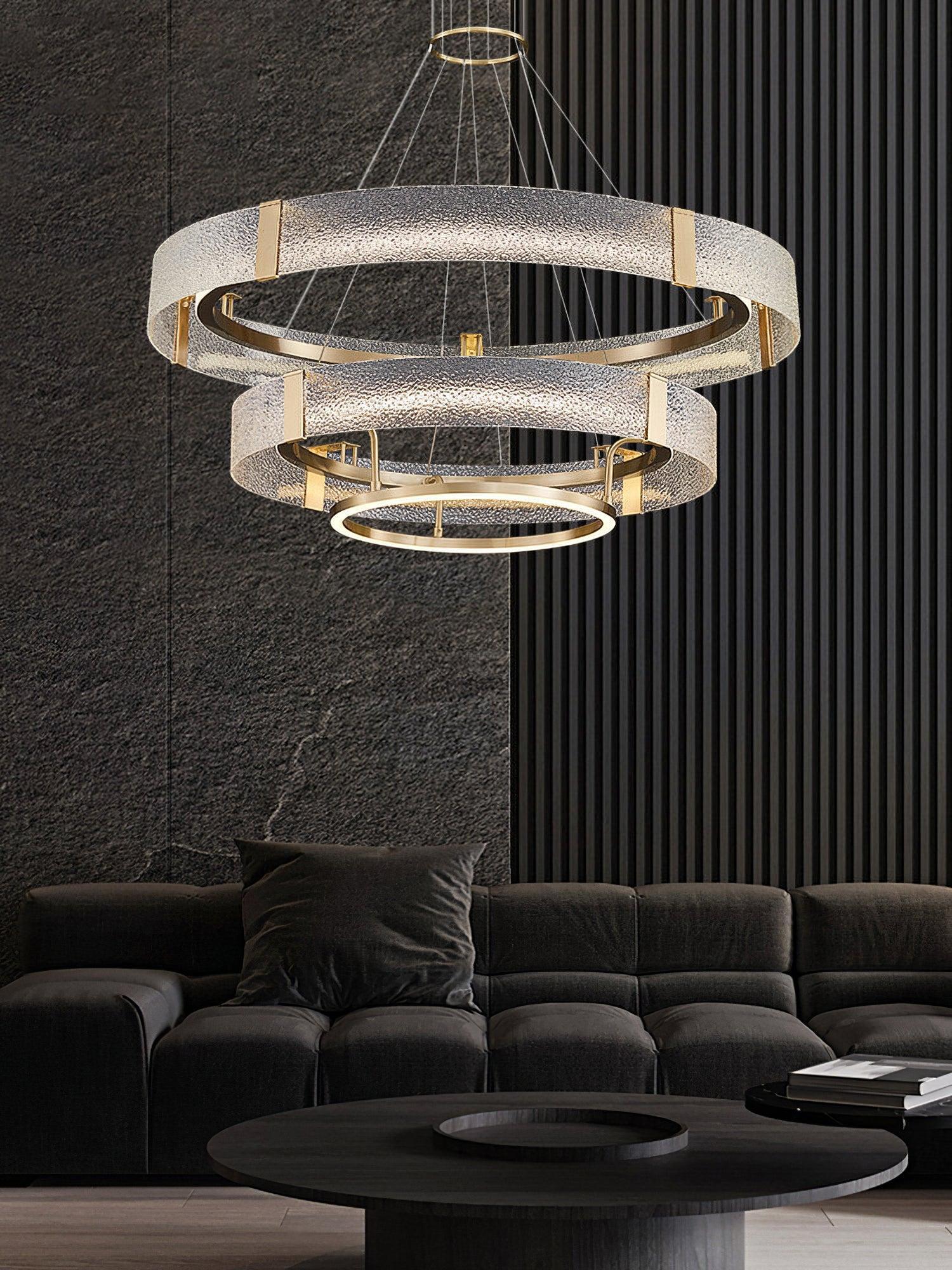 Ripple Glass Chandelier with 1/2/3 Tier-Sylvia Space