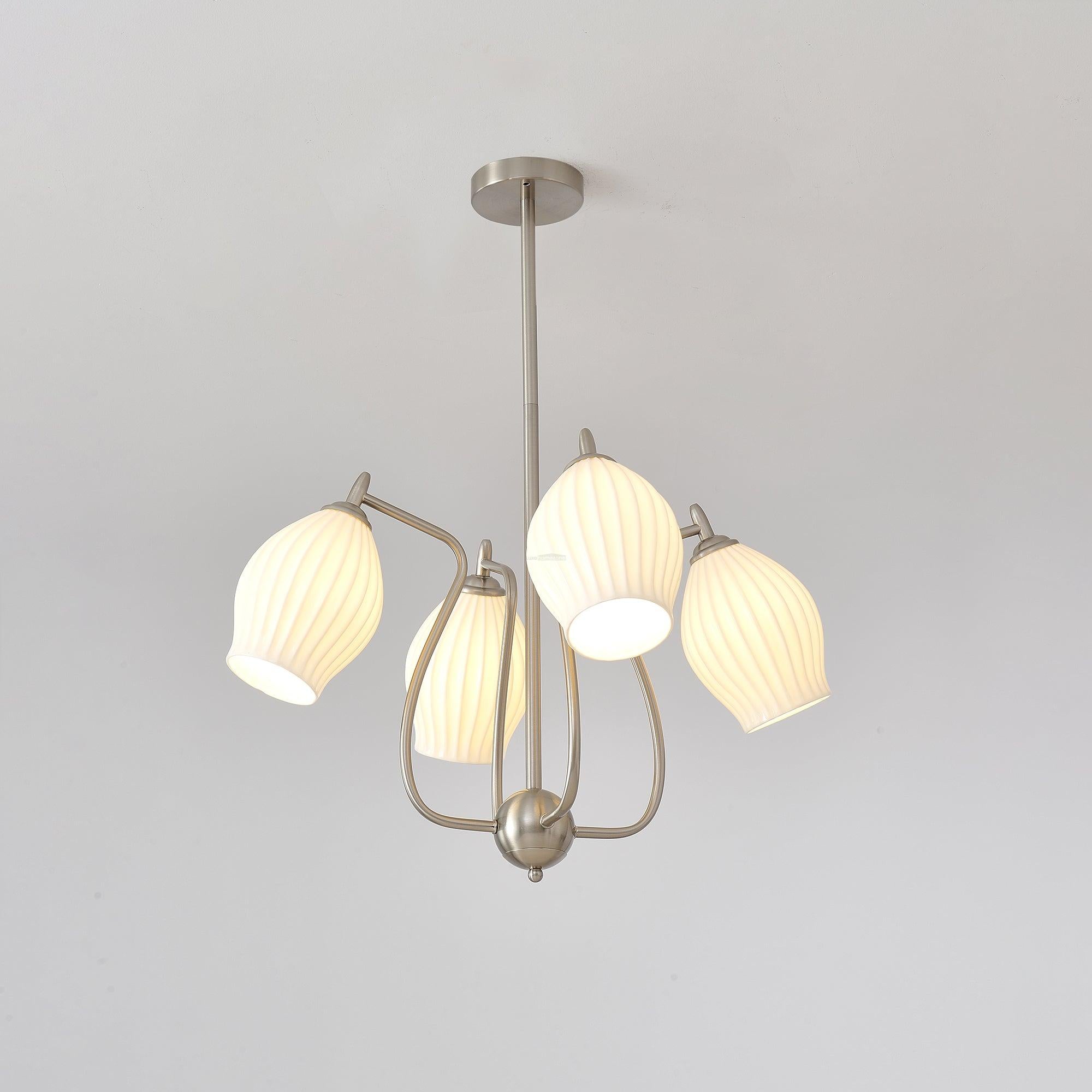 Ceramic Ribbed Chandelier with 4/6/8 heads-Sylvia Space