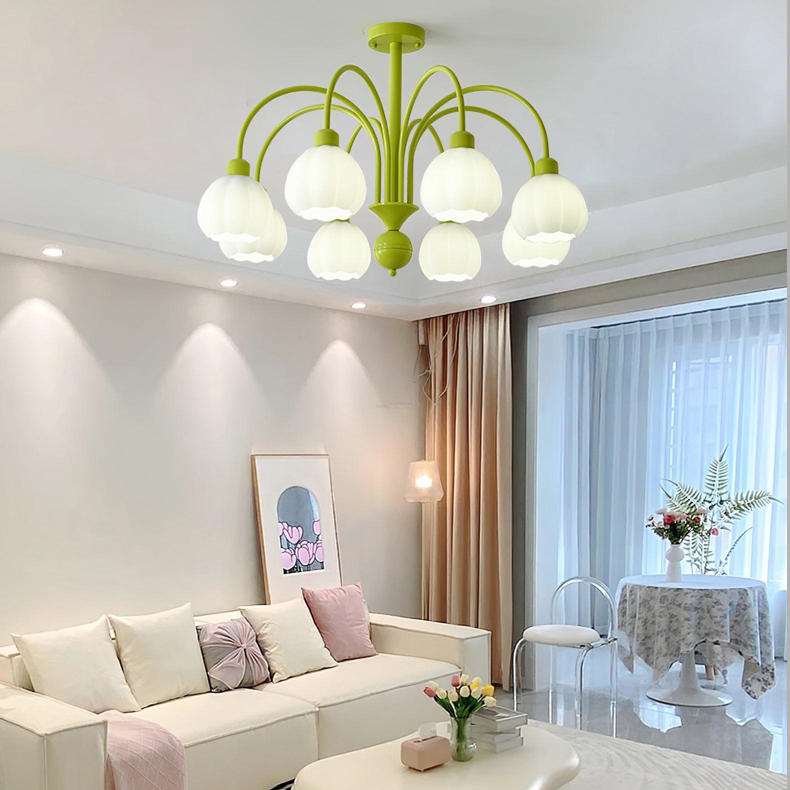 Cream Pumpkin Ball Chandelier with 4/5/6/8 heads-Sylvia Space