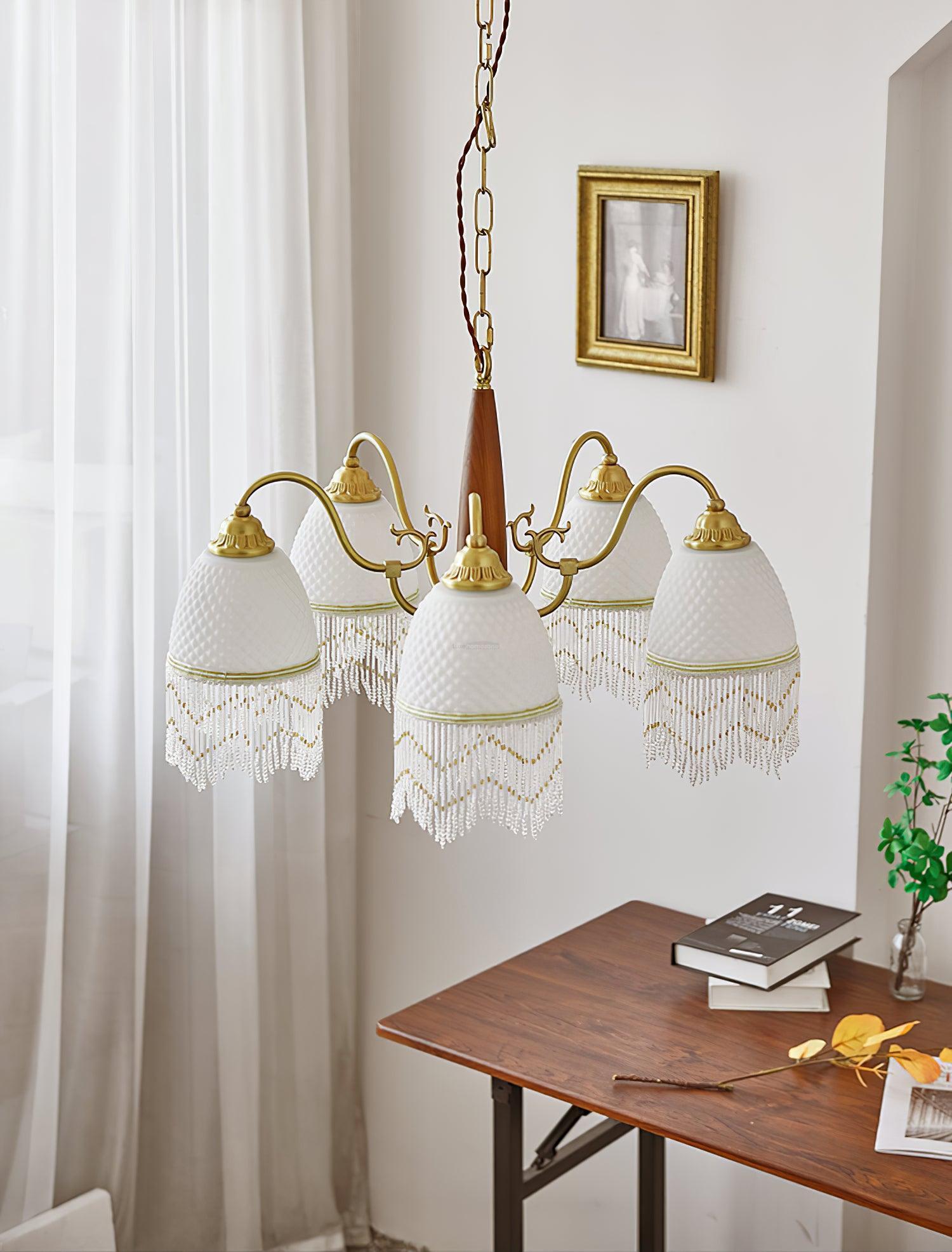 Mesh Tassel Glass Chandelier ∅ 19.7″-Sylvia Space