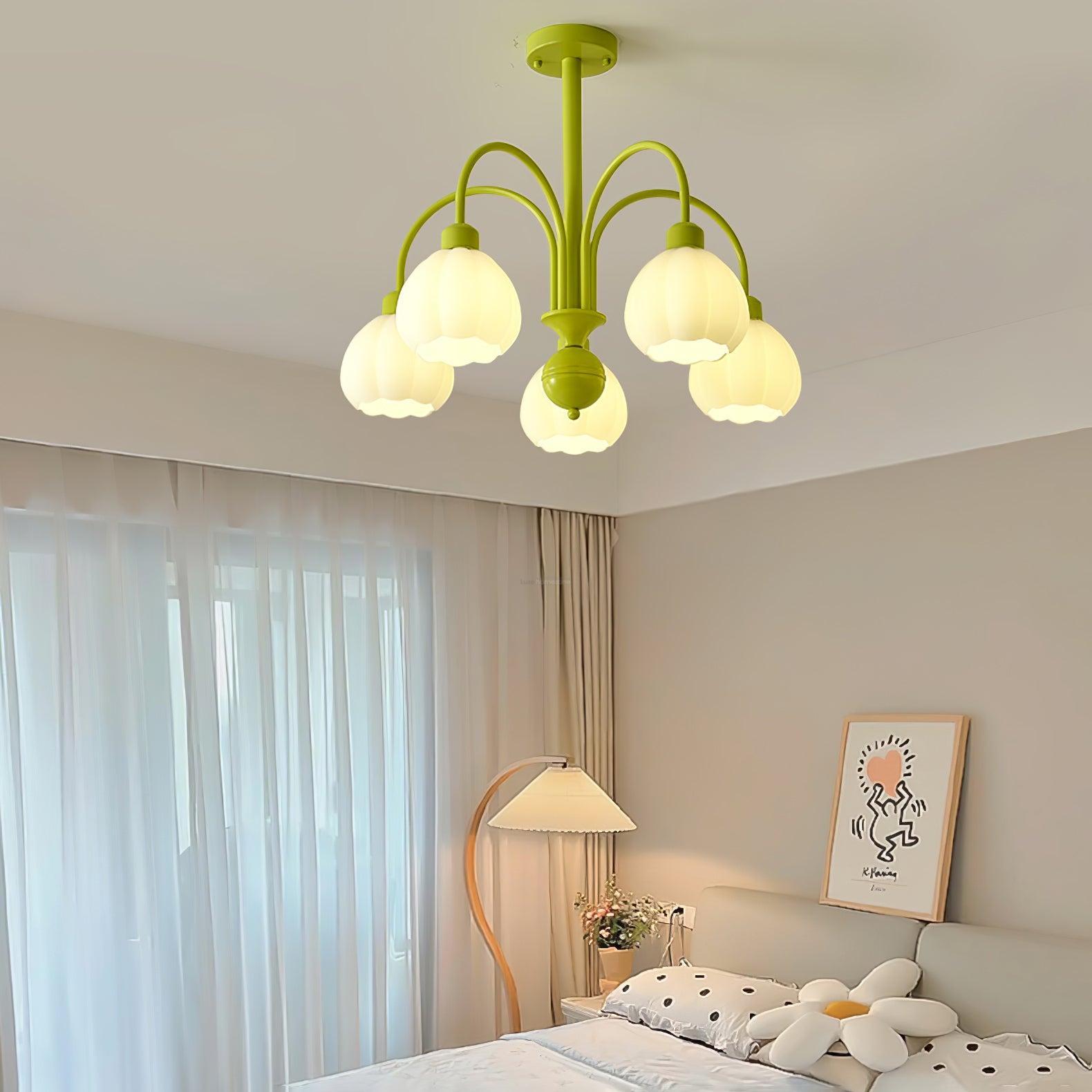 Cream Pumpkin Ball Chandelier with 4/5/6/8 heads-Sylvia Space