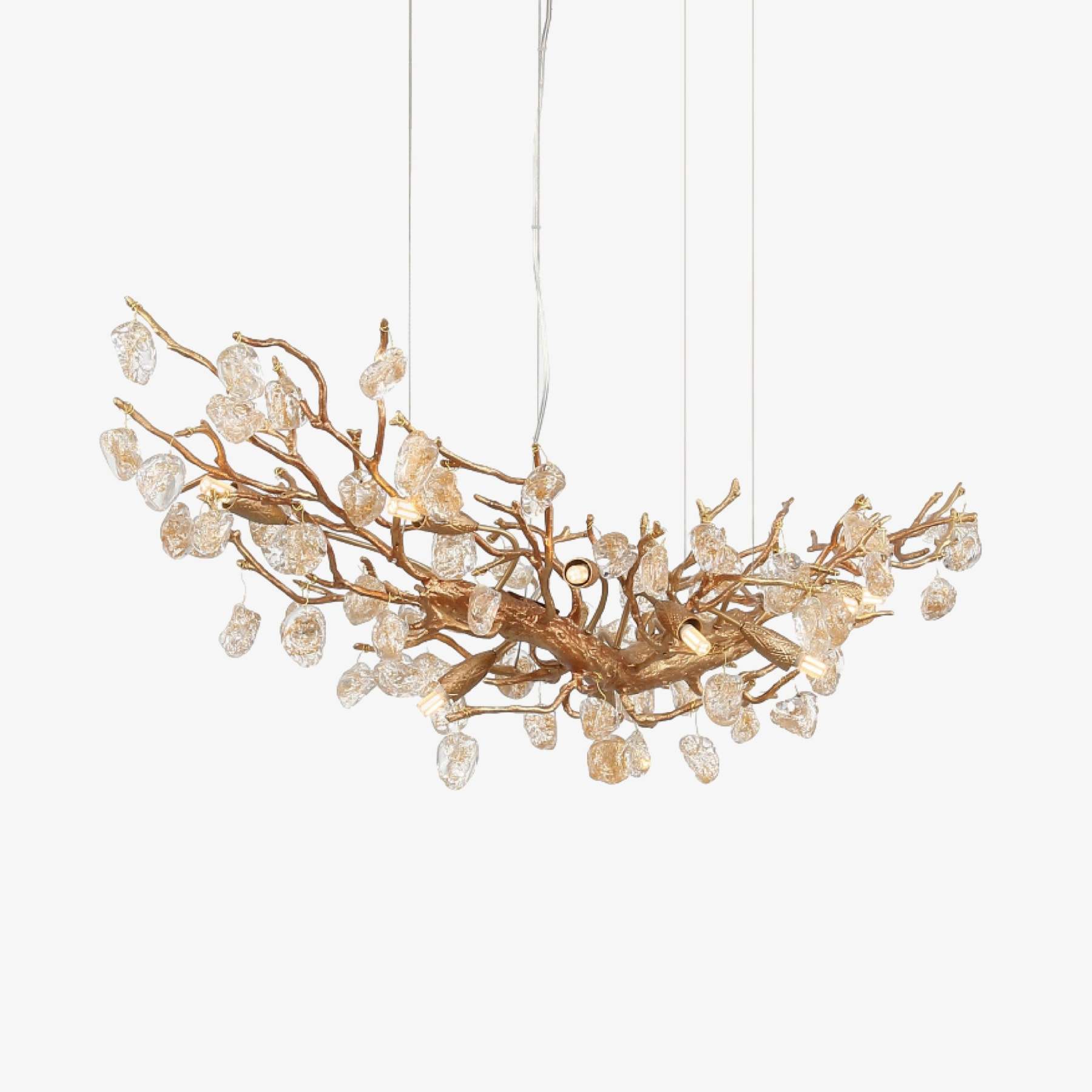 Stone Crystal Brass Chandelier  ∅ 5.1″-Sylvia Space