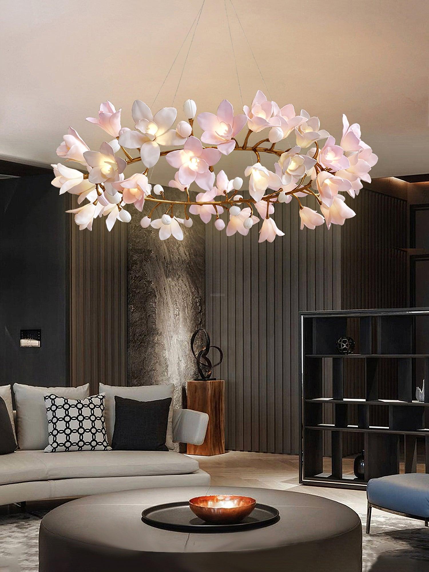 Circular Flower Blossom Chandelier-Sylvia Space