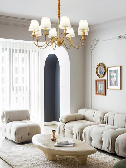 Tapered Fabric Brass Chandelier with 3/5/8 heads-Sylvia Space