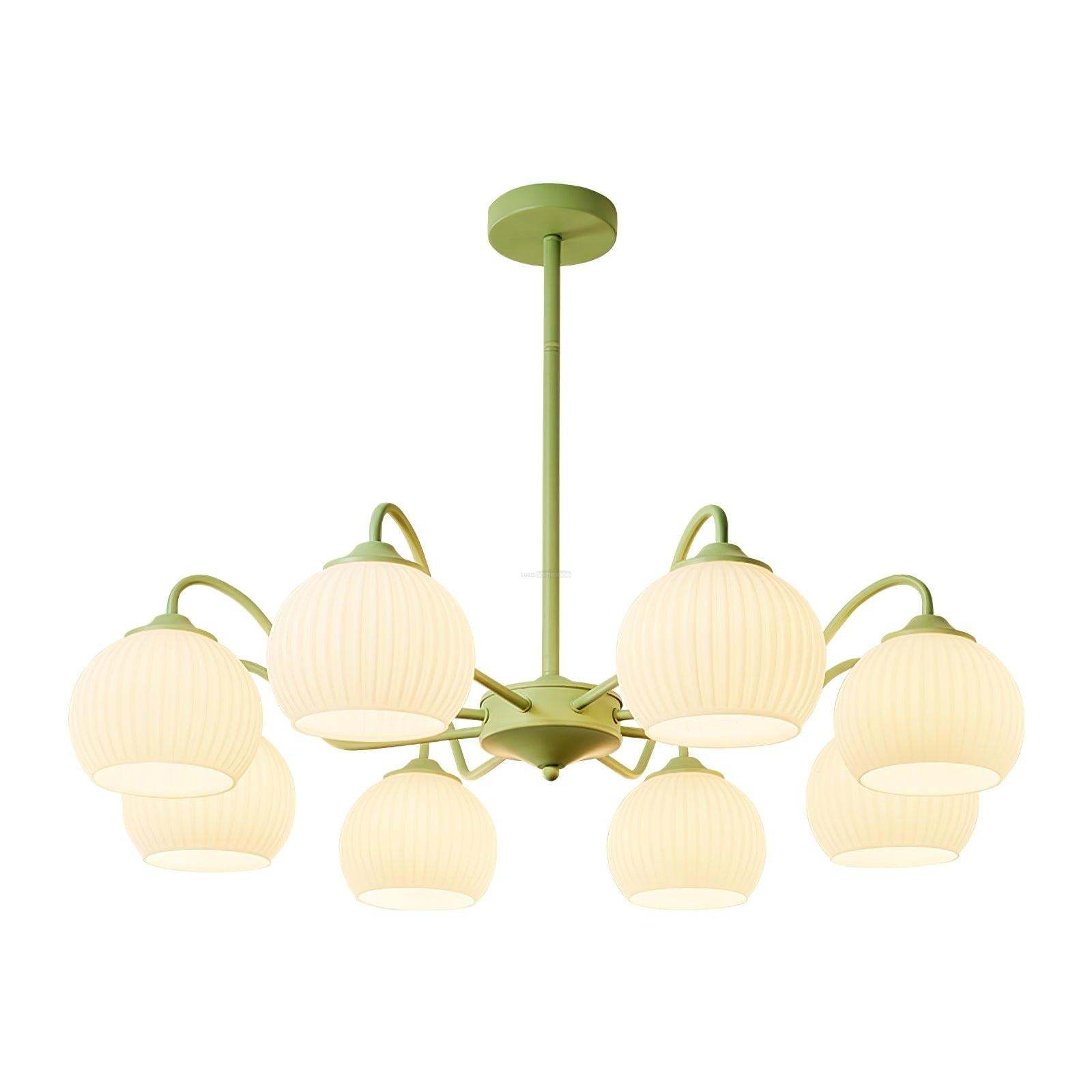 Ribbed Glass Matcha Chandelier with 6/8 heads-Sylvia Space