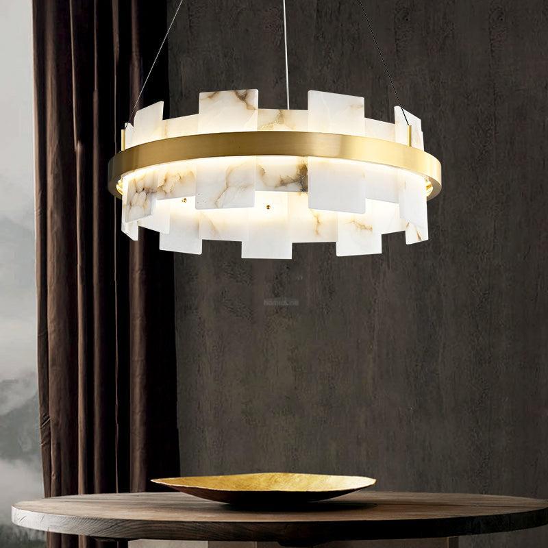 Alabaster Halo Chandelier Φ 23.6″/Φ 31.5''-Sylvia Space