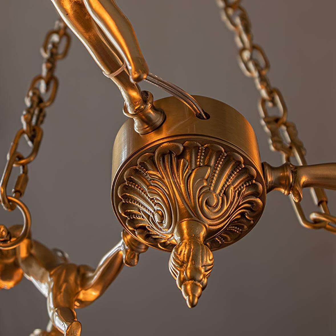 Putti Statuettes Brass Chandelier-Sylvia Space