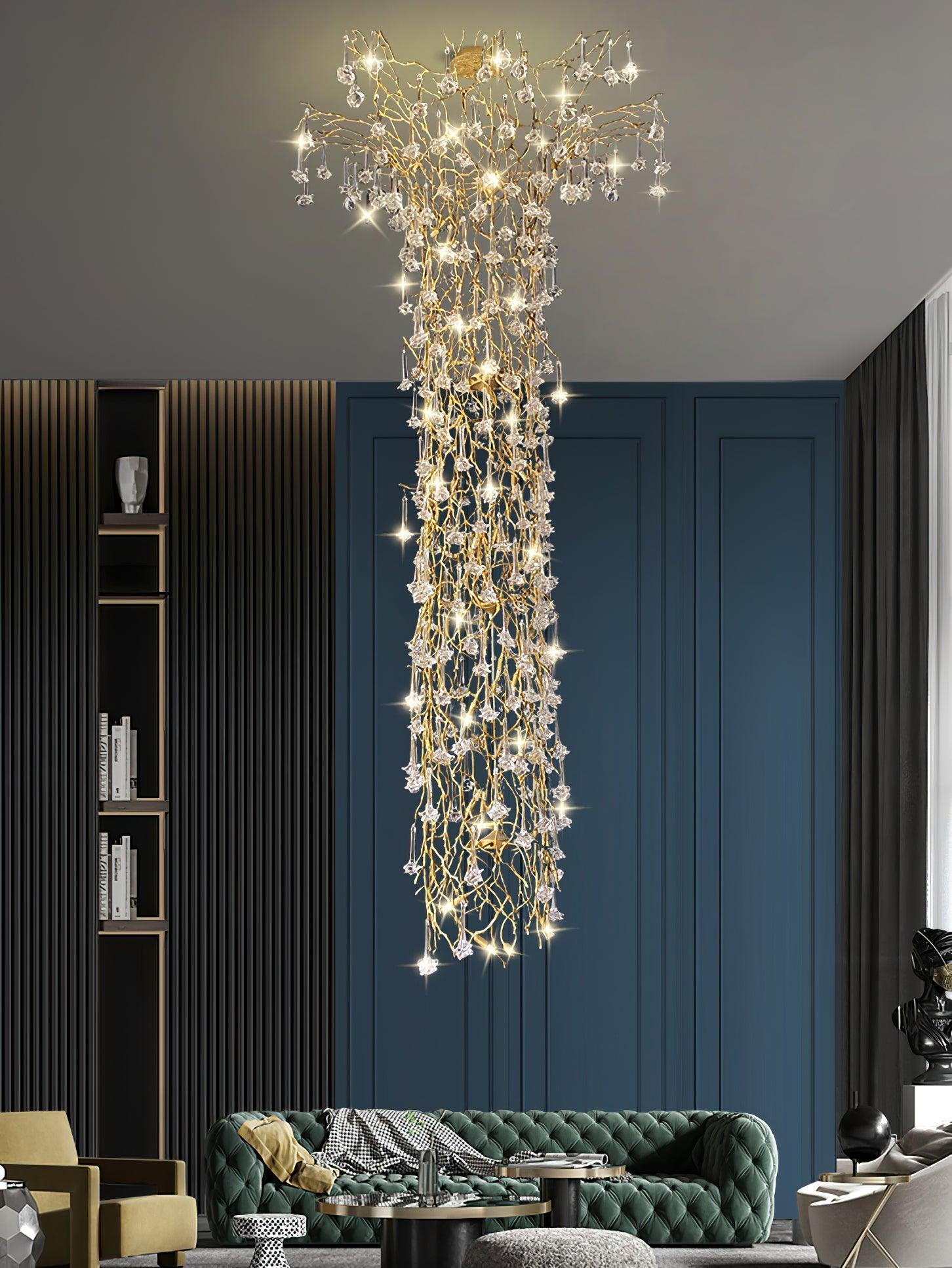 Tree Branch Staircase Chandelier ∅ 59″-Sylvia Space